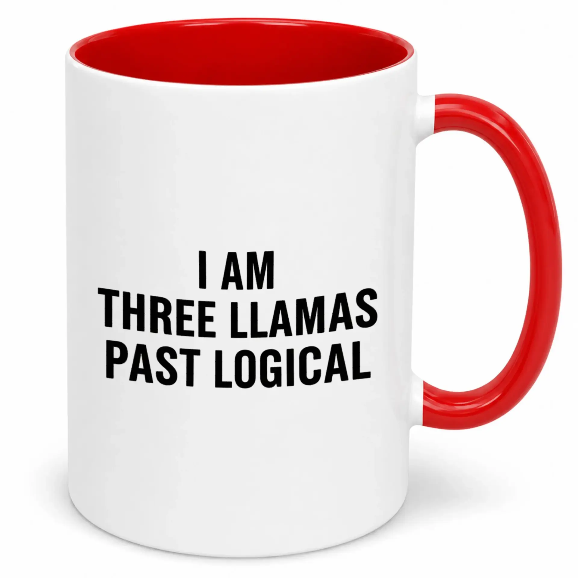 Funny Coffee Mug with Sarcastic Llama Quote Design 11 Oz or 15 Oz Premium White and Red Ceramic Cup Humorous Gift for Friends Coworkers