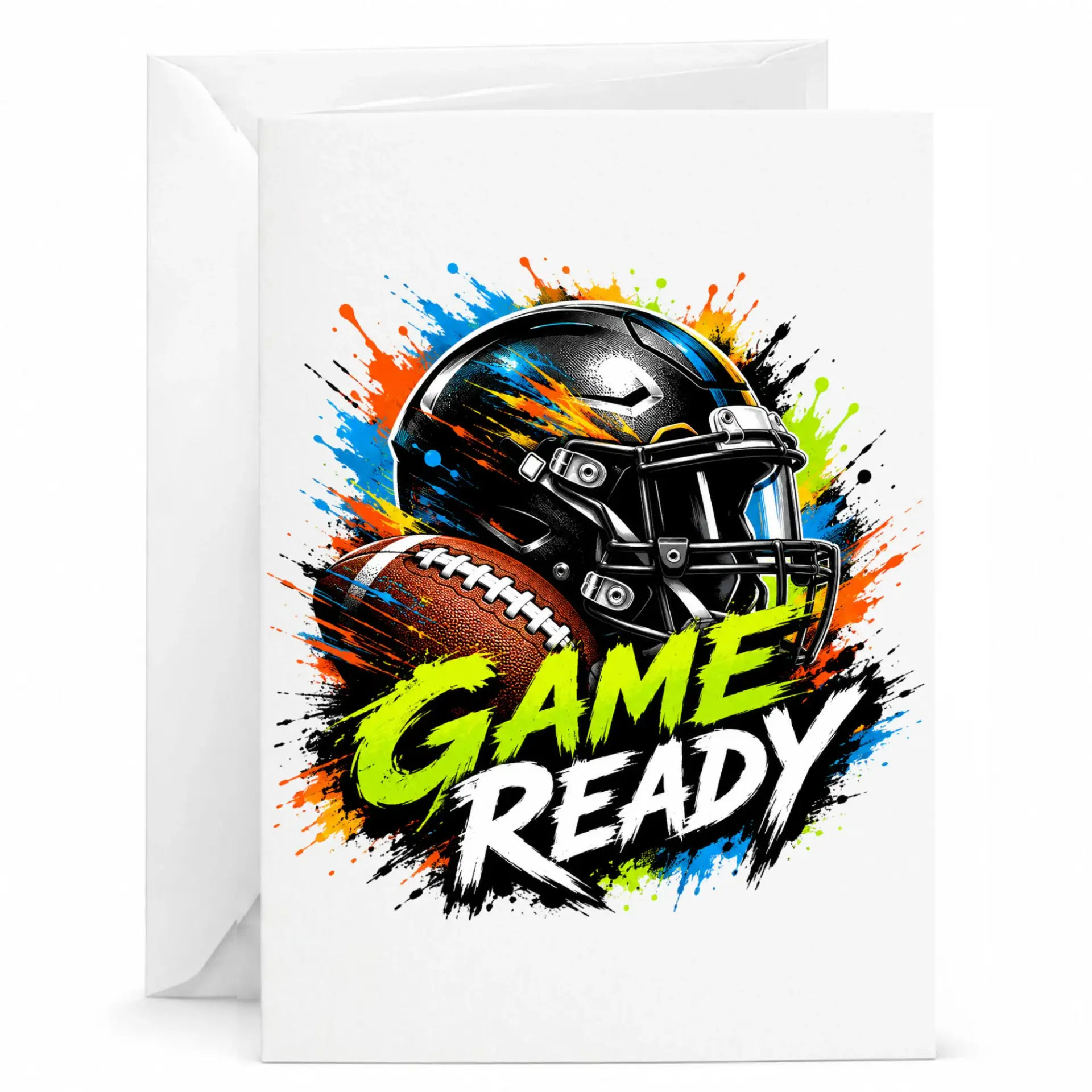 Game Football Greeting Card with Envelope Vibrant Sports Enthusiast Note for Every Occasion