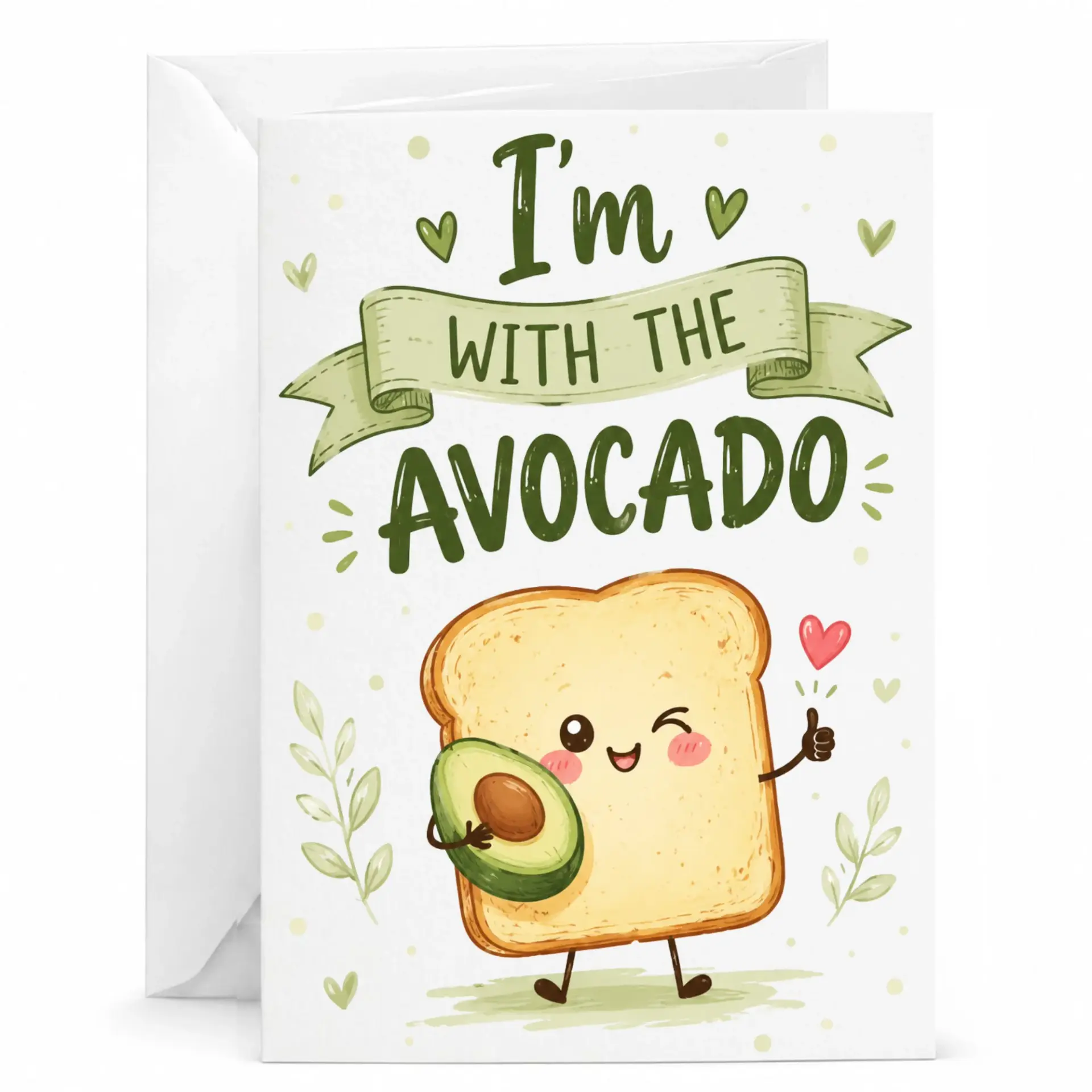 Funny Avocado Toast Greeting Card Cute Food Pun for Anniversary or Birthday Charming Illustrated Note