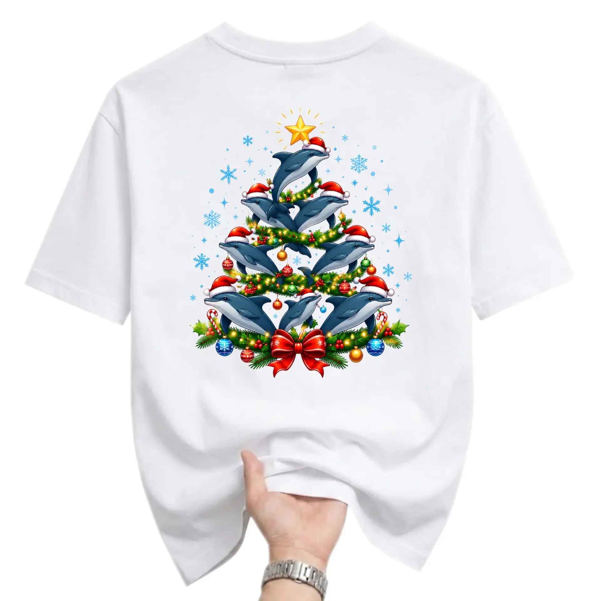Graphic Tee Unisex Crew Neck T-Shirt Featuring a Festive Christmas Tree