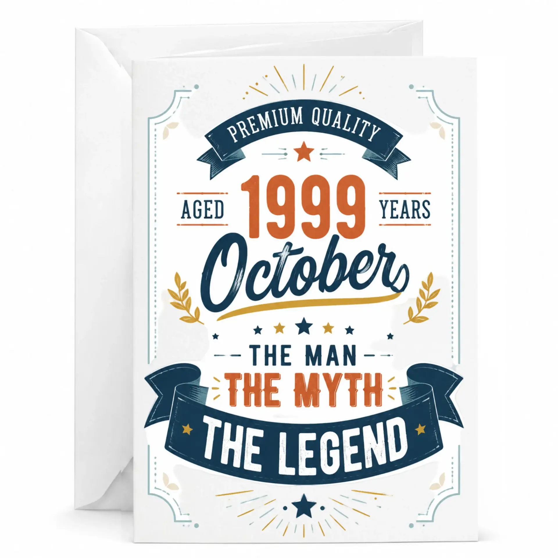 Birthday Card for October 1999 Born the Man the Myth the Legend Milestone Celebration Greeting Card with Envelope