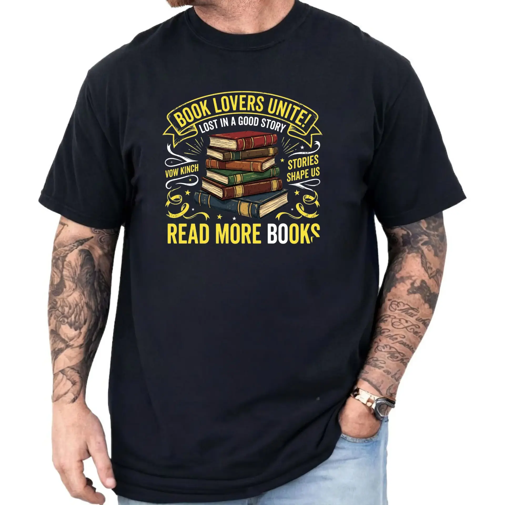 T-shirt Graphic Tee Book Lovers Unite Read More Books Literary Gift Unisex Cotton Crew Neck Casual Short Sleeve Top