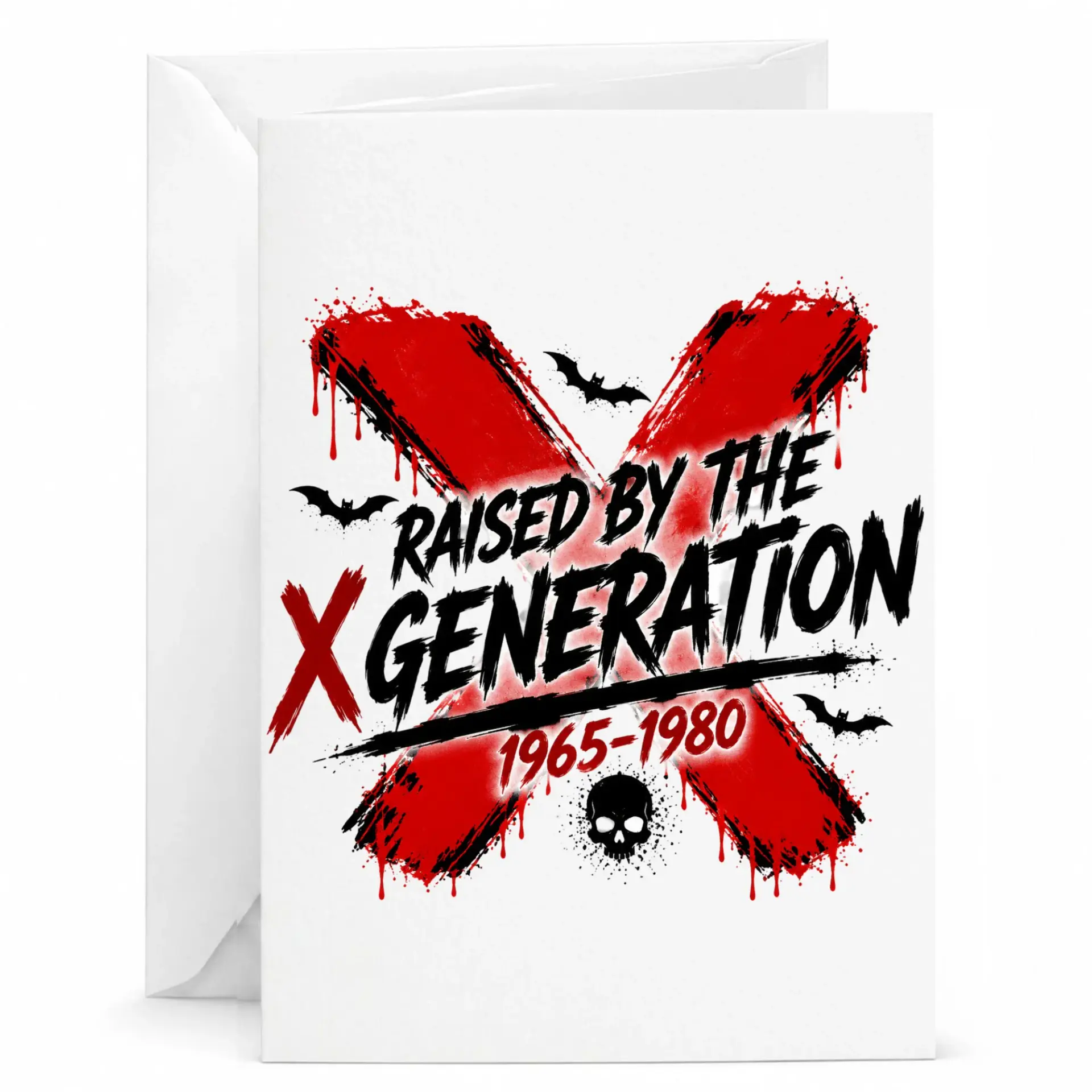 Birthday Greeting Card Raised by the Generation 1965-1980 Vintage Aesthetic Graphic Art Folded Stationery Card