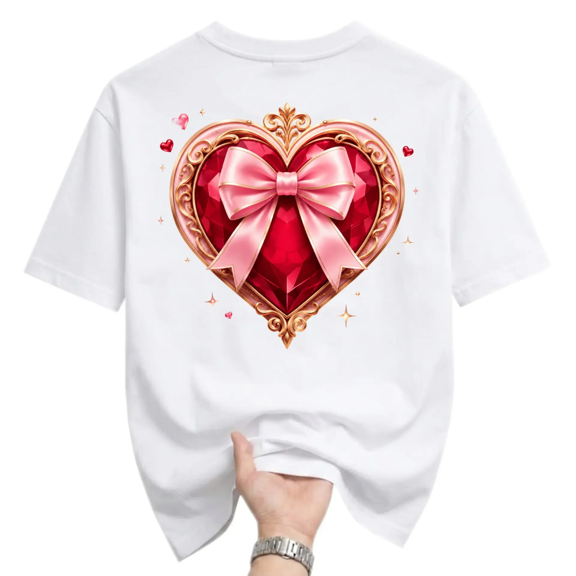 Graphic Tee Heart Ornament Design Unisex Cotton Shirt Cute Romantic Aesthetic Casual Everyday Short Sleeve Top Apparel
