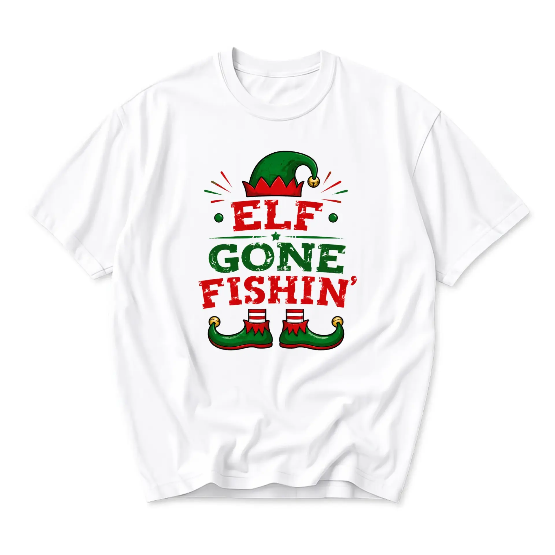 Funny Shirt Gone Fishin Holiday Graphic Tee Seasonal Casual Unisex Crew Neck Top for Festive Parties