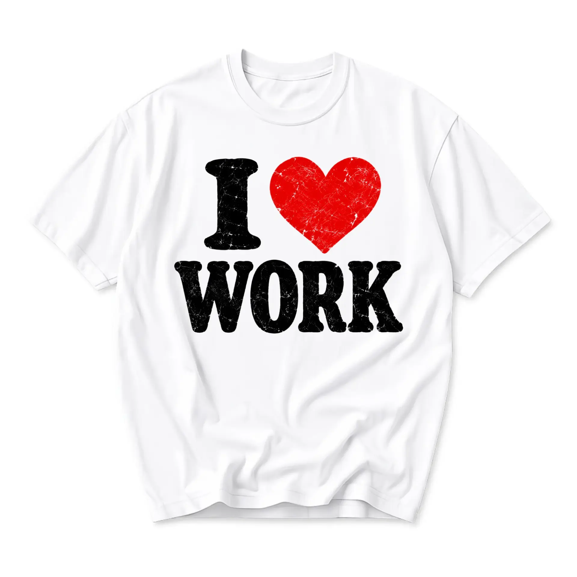 Funny Shirt I Heart Work Graphic Tee Unisex Crew Neck Apparel for Casual Wear Office Humor and Everyday Expression