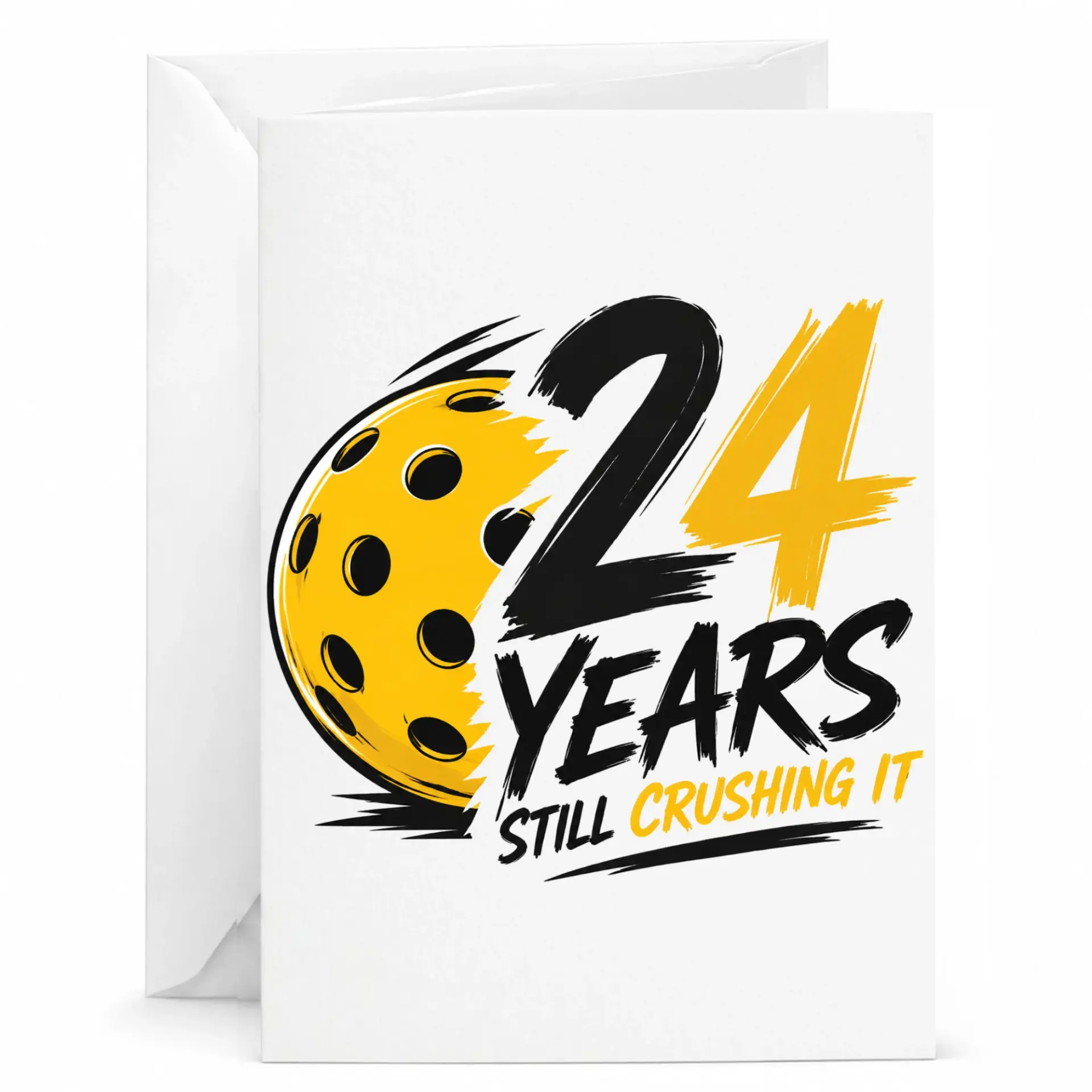 Birthday Card 24 Years Still Crushing It Funny Sport Themed Greeting for Milestone Celebration with White Envelope