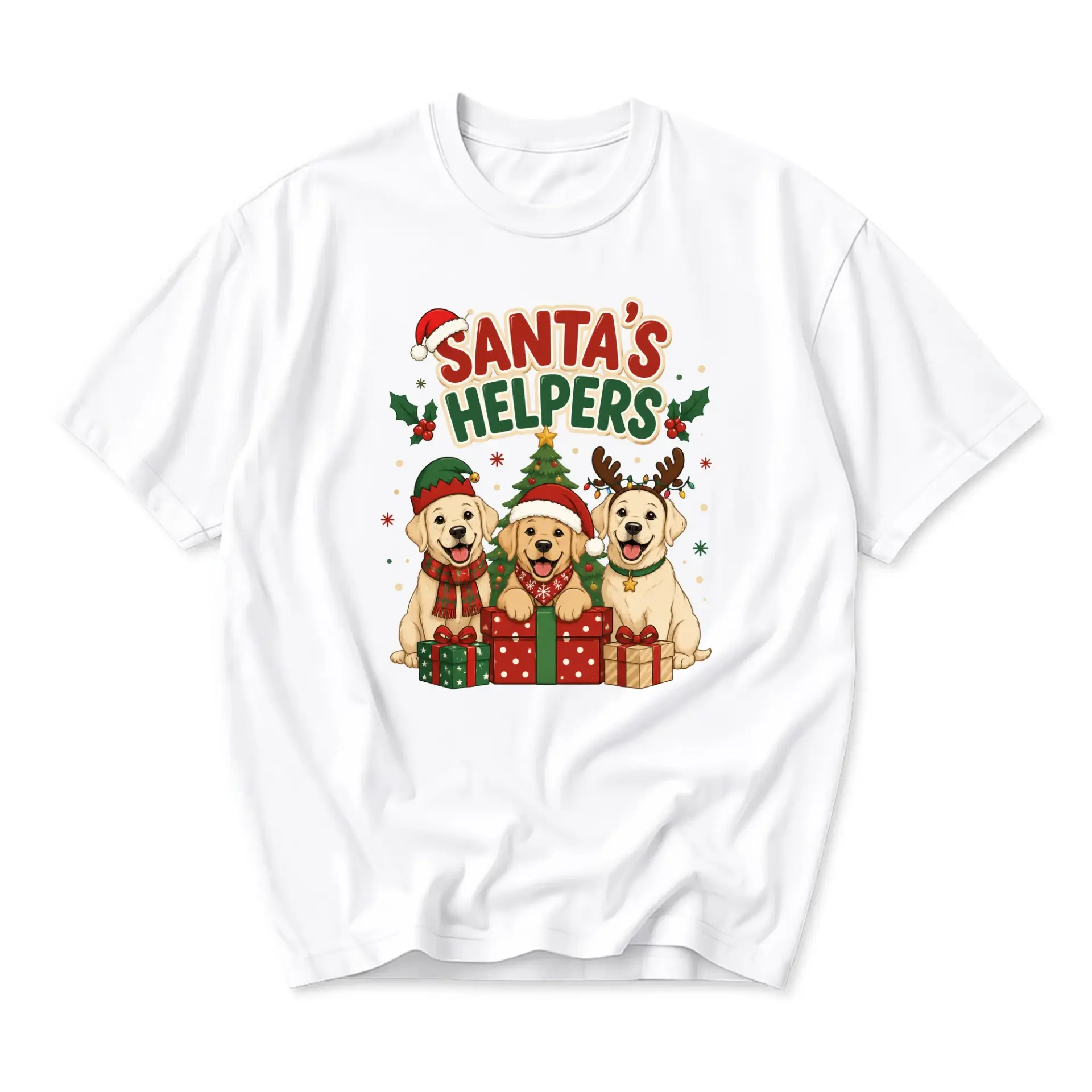 Graphic Tee Santa's Helpers Labrador Retriever Festive Holiday Unisex Crew