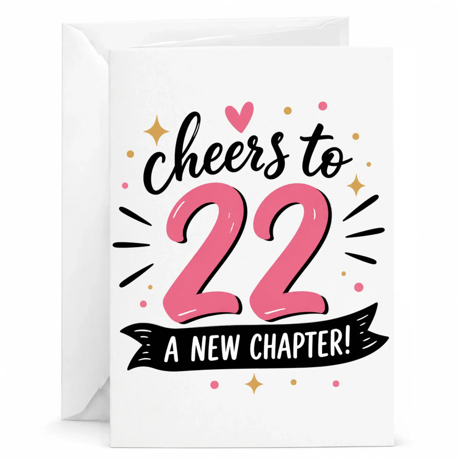 Birthday Card Cheers to 22 a New Chapter Celebration Greeting Card for Twenty Second Birthday Milestone Occasion