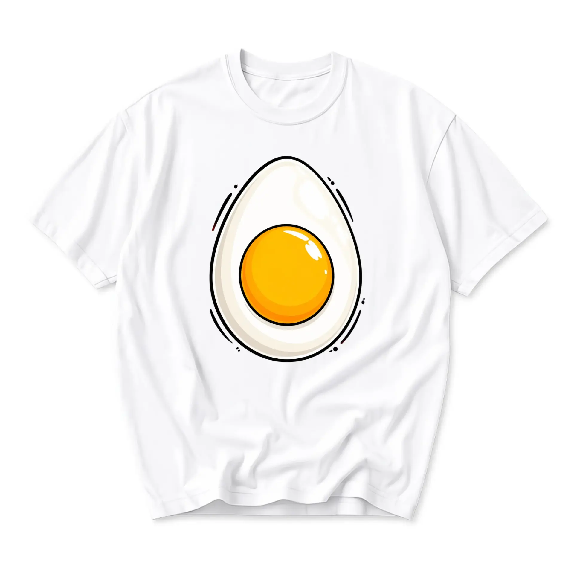 Graphic Tee Unisex Fried Egg Illustration Casual Cotton Crew Neck Shirt for Everyday Wear and Fun Personal Style