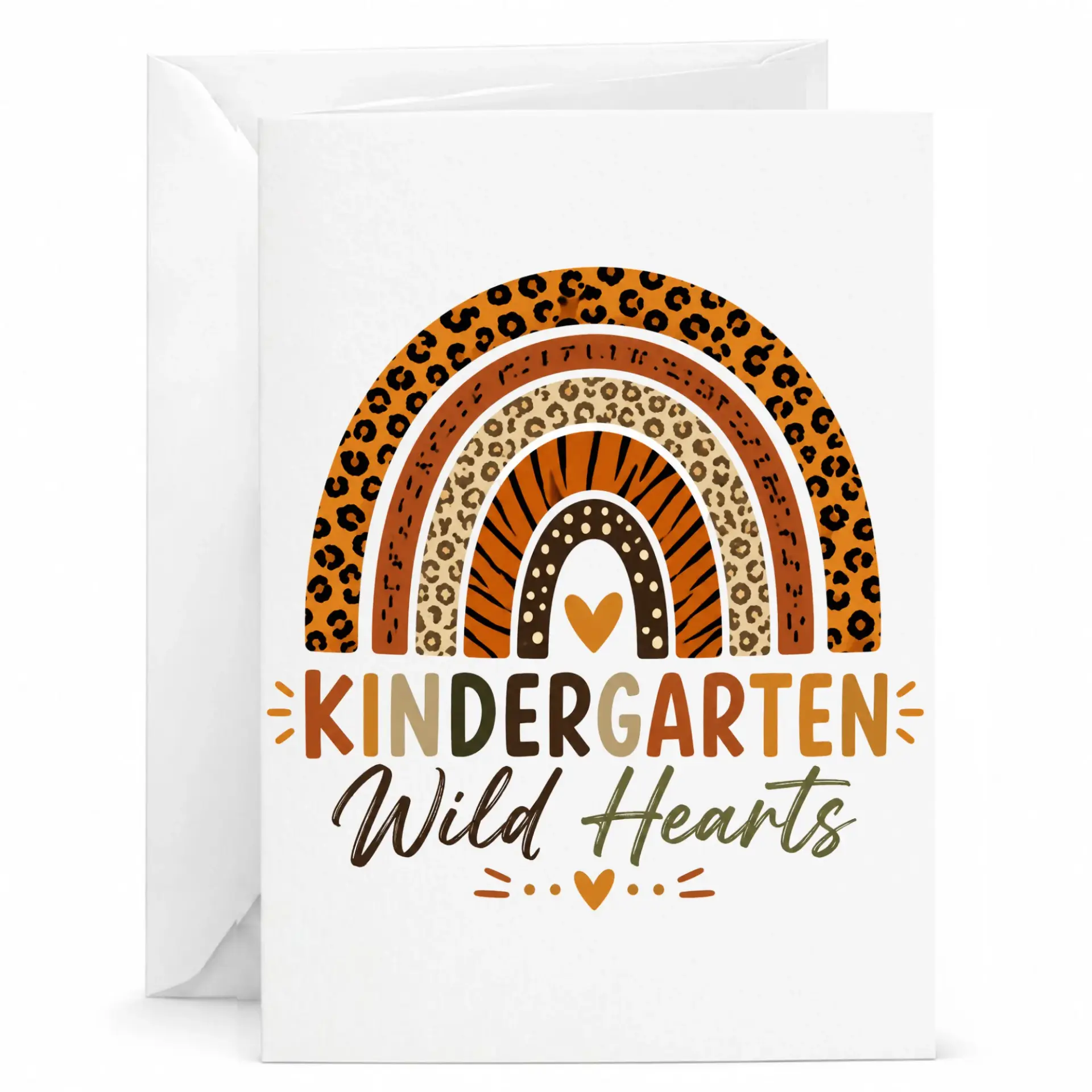 Greeting Card with Animal Print Rainbow Design, Artistic Printed Note Card for Encouragement and Special Occasions