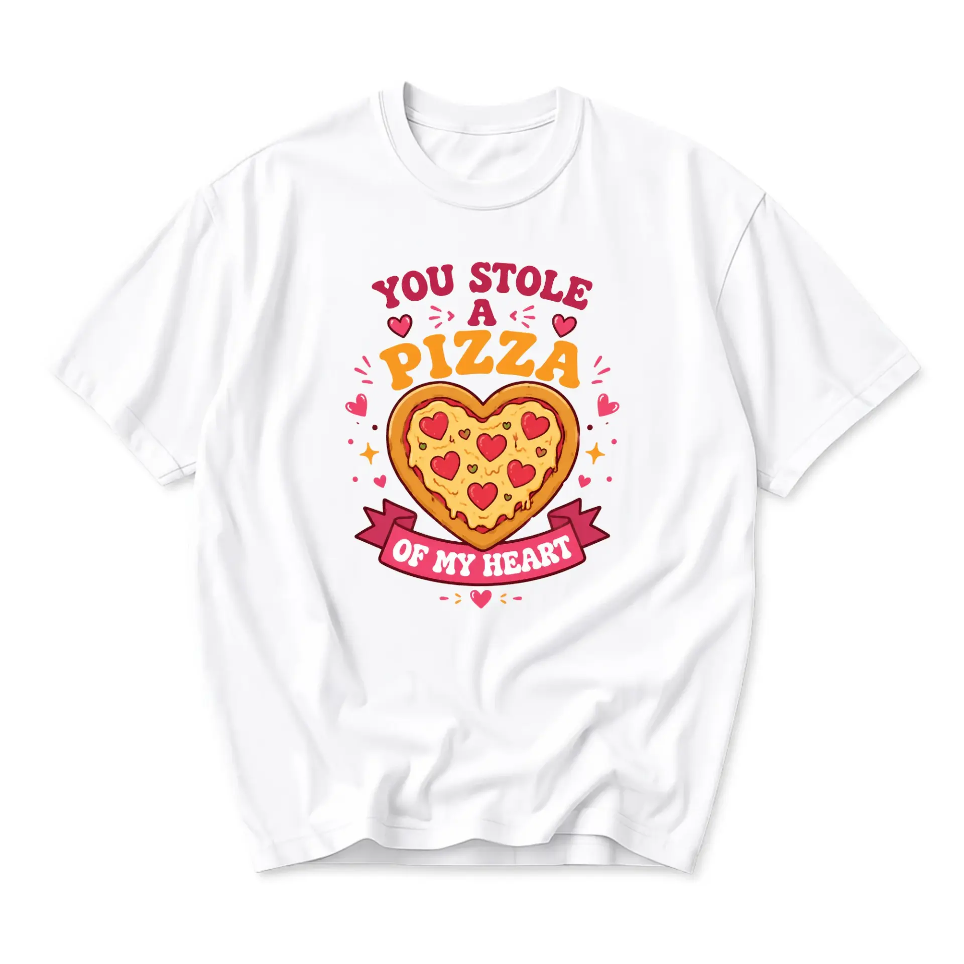 Funny Shirt You Stole a Pizza of My Heart Graphic Tee Unisex Casual Crew Neck Comfortable Cotton Blend Short Sleeve