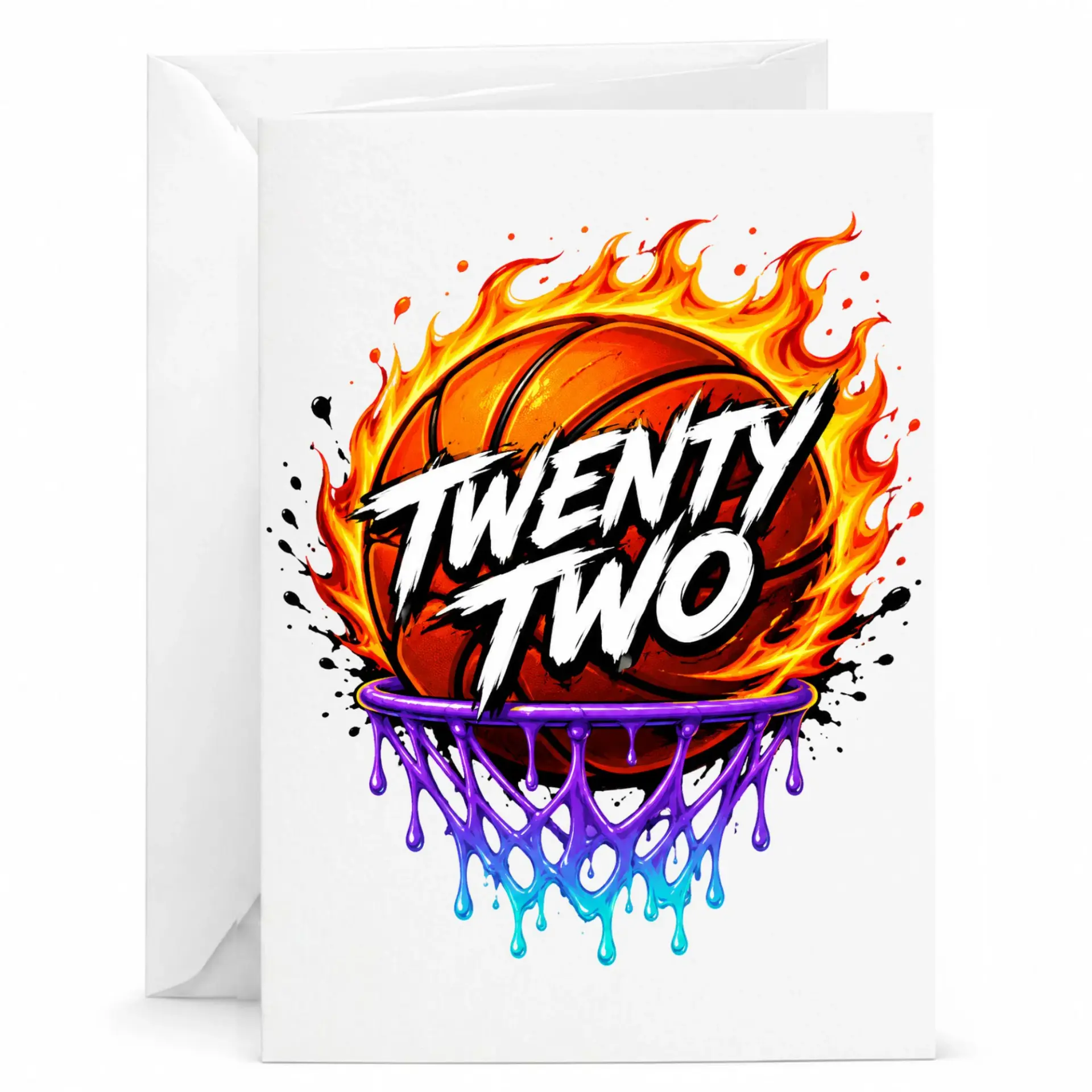 Birthday Card Twenty Two Basketball Theme Funny Sport Themed Greeting Card with Envelope for Fans of the Game