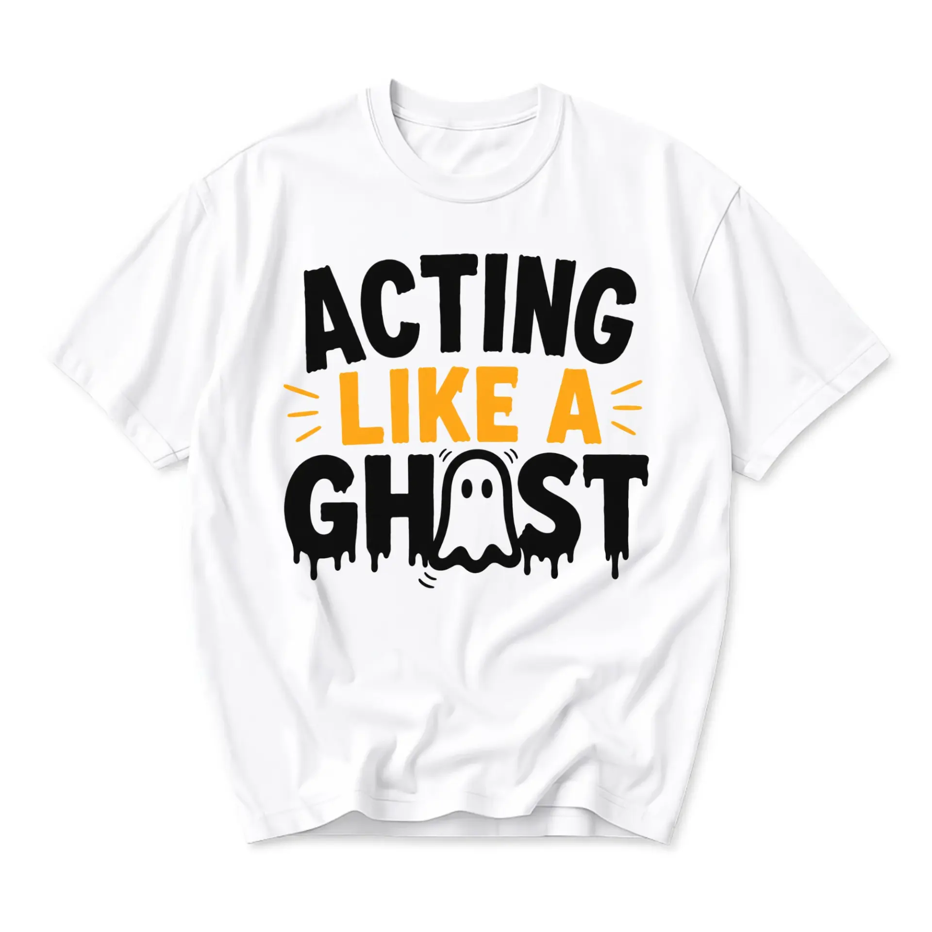 Funny Shirt Acting Like a Ghost Unisex Graphic Printed T-Shirt Casual Crew Neck Short Sleeve Cotton Blend Tee