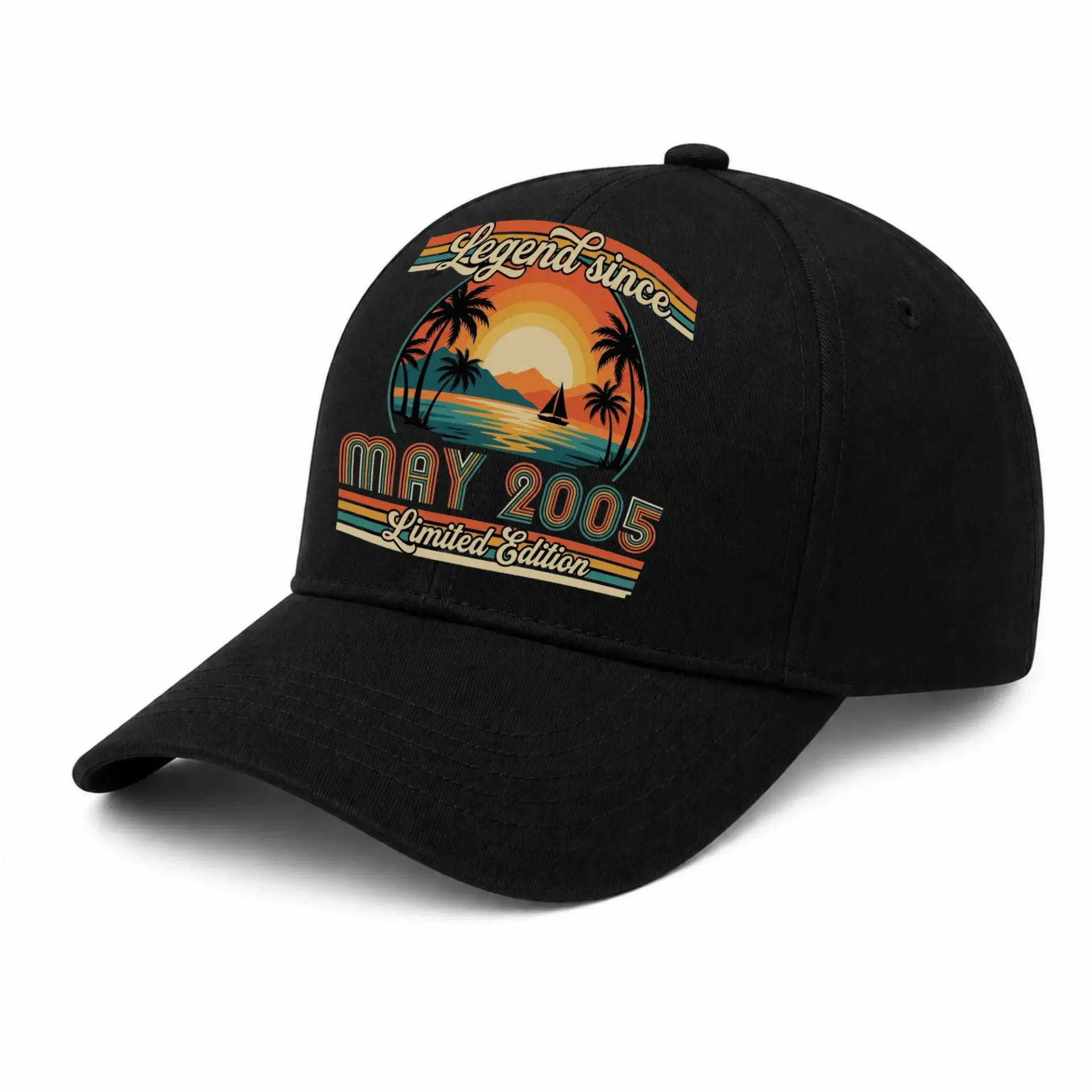 Baseball Cap Legend Since May 2005 Retro Sunset Graphic Sun Hat