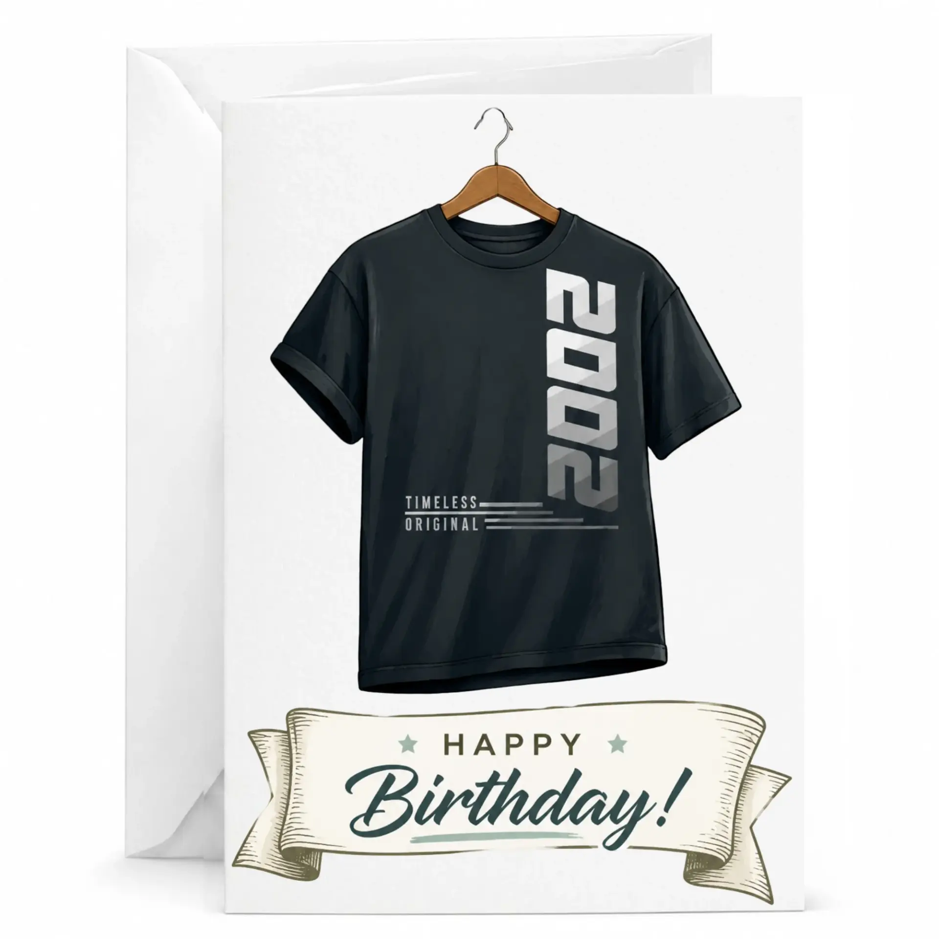 Birthday Card Featuring a Vintage 2002 T-Shirt Design with a Classic Timeless Original Graphic for Milestone Year