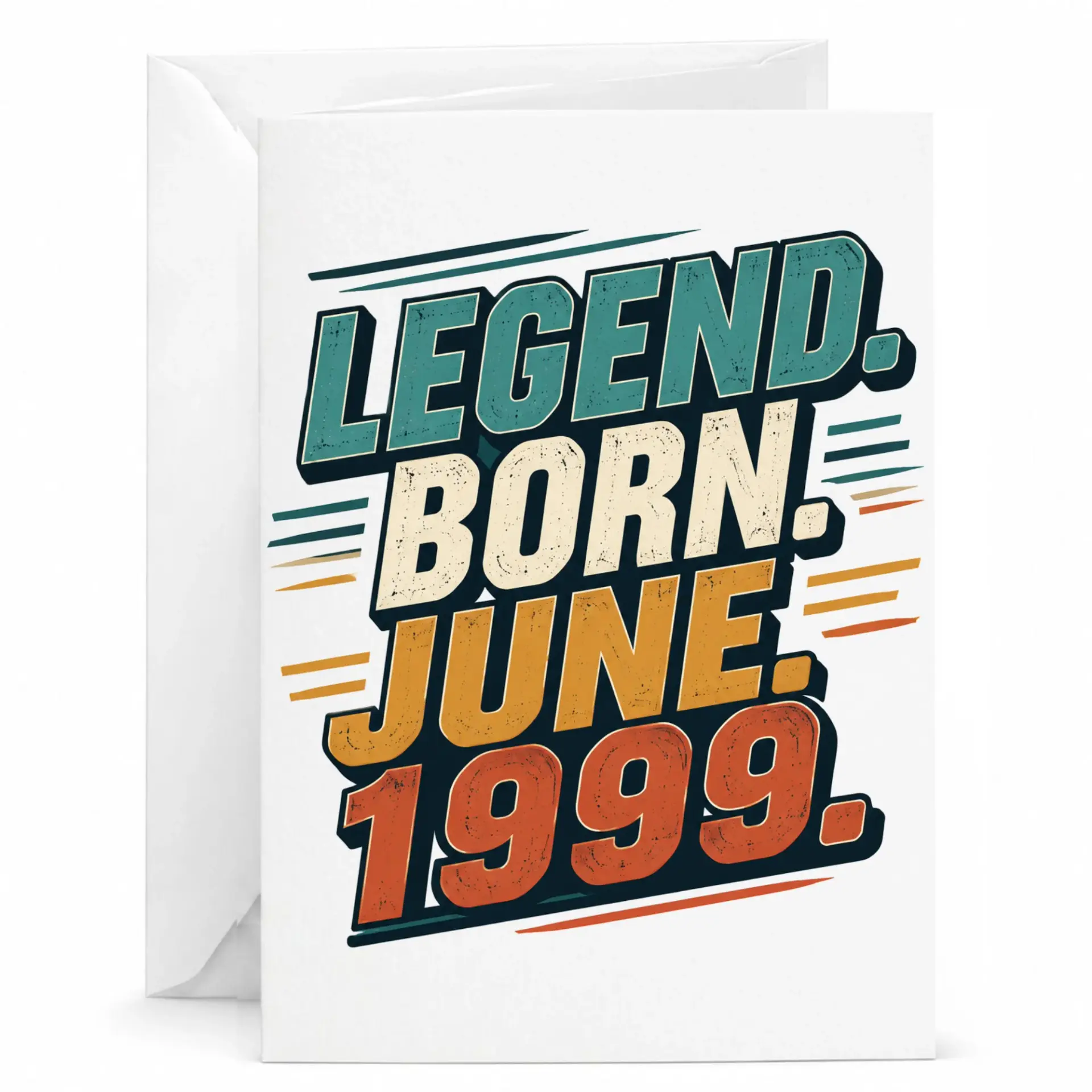 Birthday Card Legend Born June 1999 Vintage Retro Style Greeting Card for Milestone Celebration