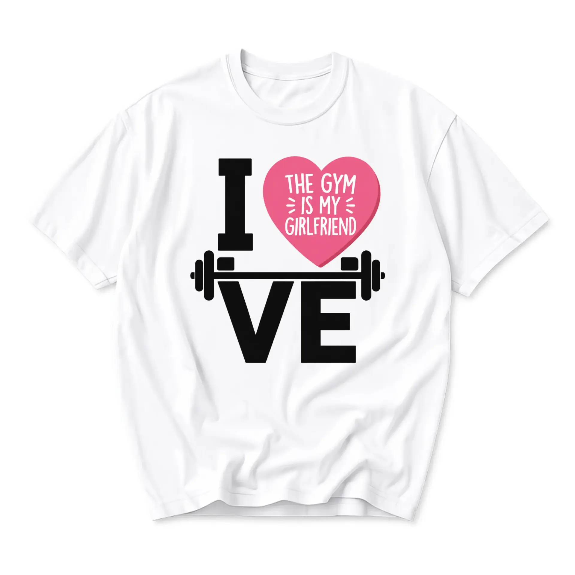 Funny Shirt the Gym Is My Girlfriend Graphic Tee Workout Enthusiast Weightlifting Humor Unisex Crew Neck Apparel