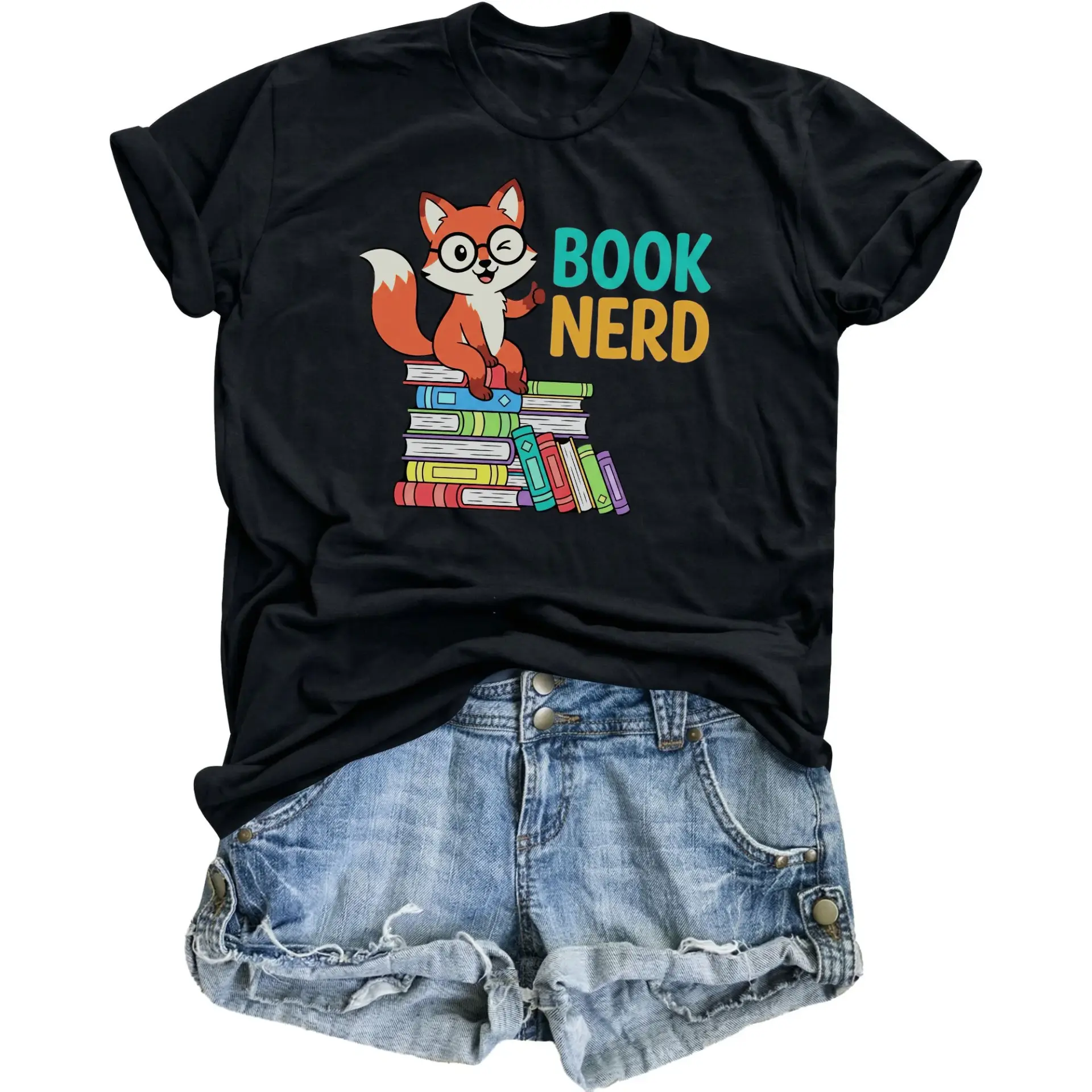 Graphic Tee Book Illustration Unisex Casual Crew Neck T-Shirt for Literature Lovers Reading Enthusiasts