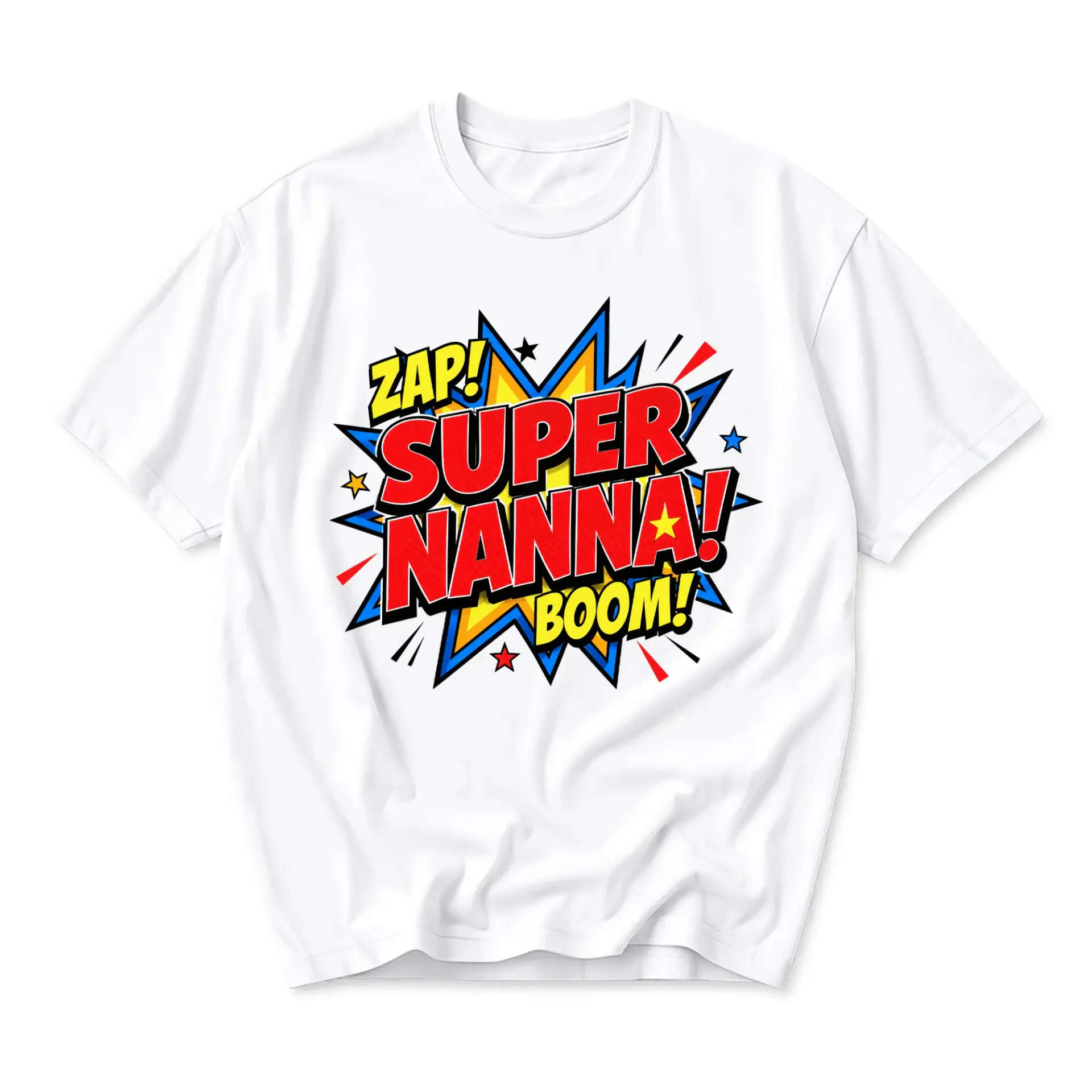 Funny Shirt Super Nanna Comic Book Style Graphic Tee Unisex Crew Neck