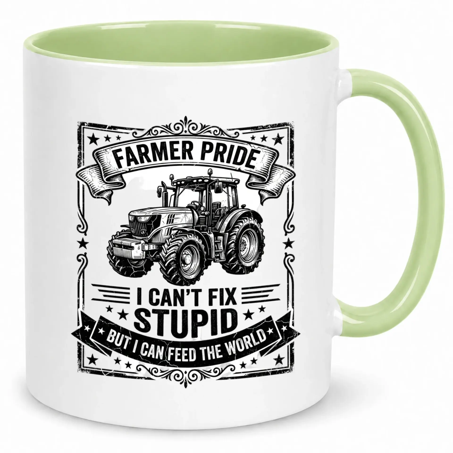 Funny Farmer Coffee Mug with Tractor Design for Agricultural Enthusiasts Ceramic Drinkware Home and Office Humorous Farming Pride Gift