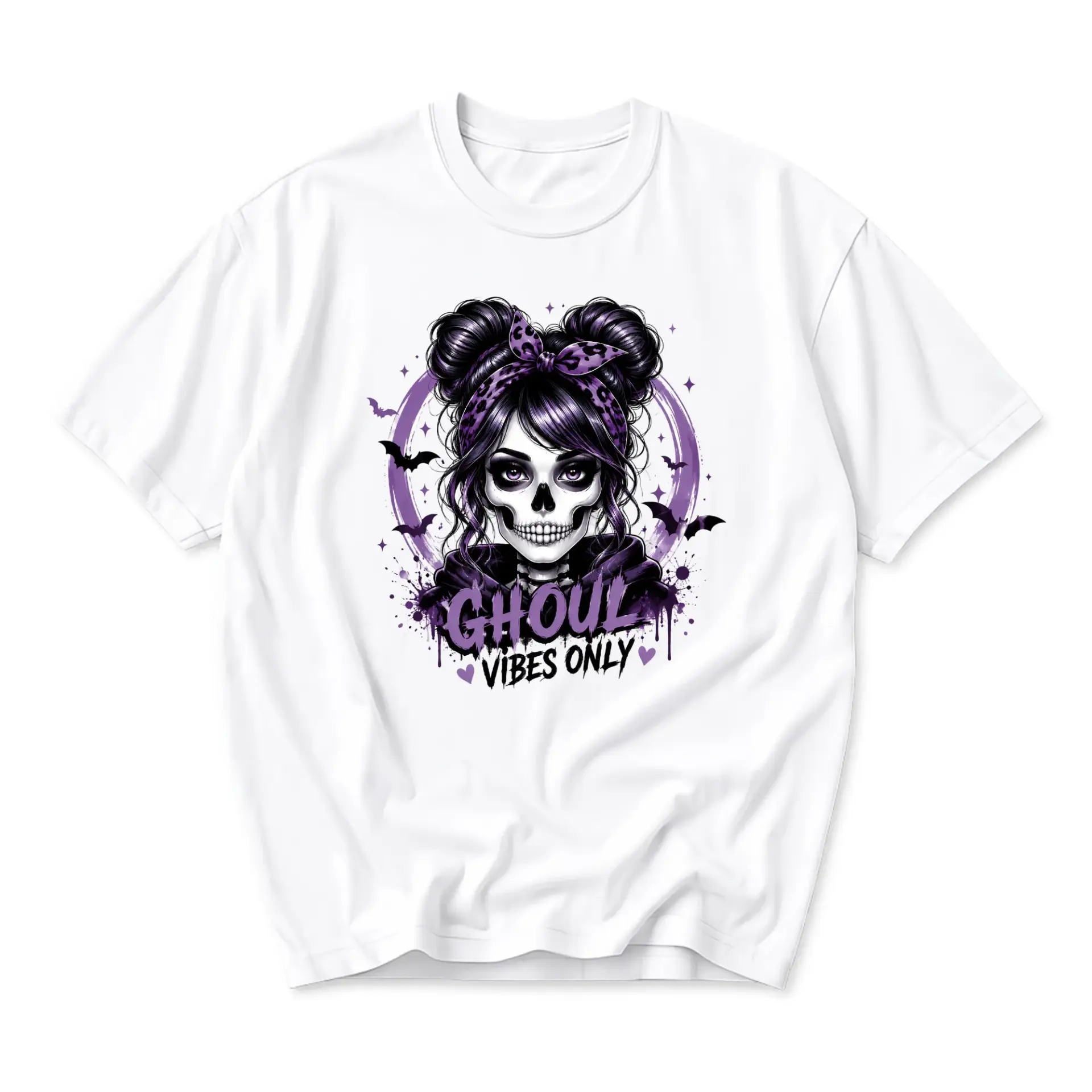 Graphic Tee Ghoul Vibes Only Shirt Spooky Skeleton Aesthetic Unisex Crew Neck Casual Cotton Blend Top Apparel