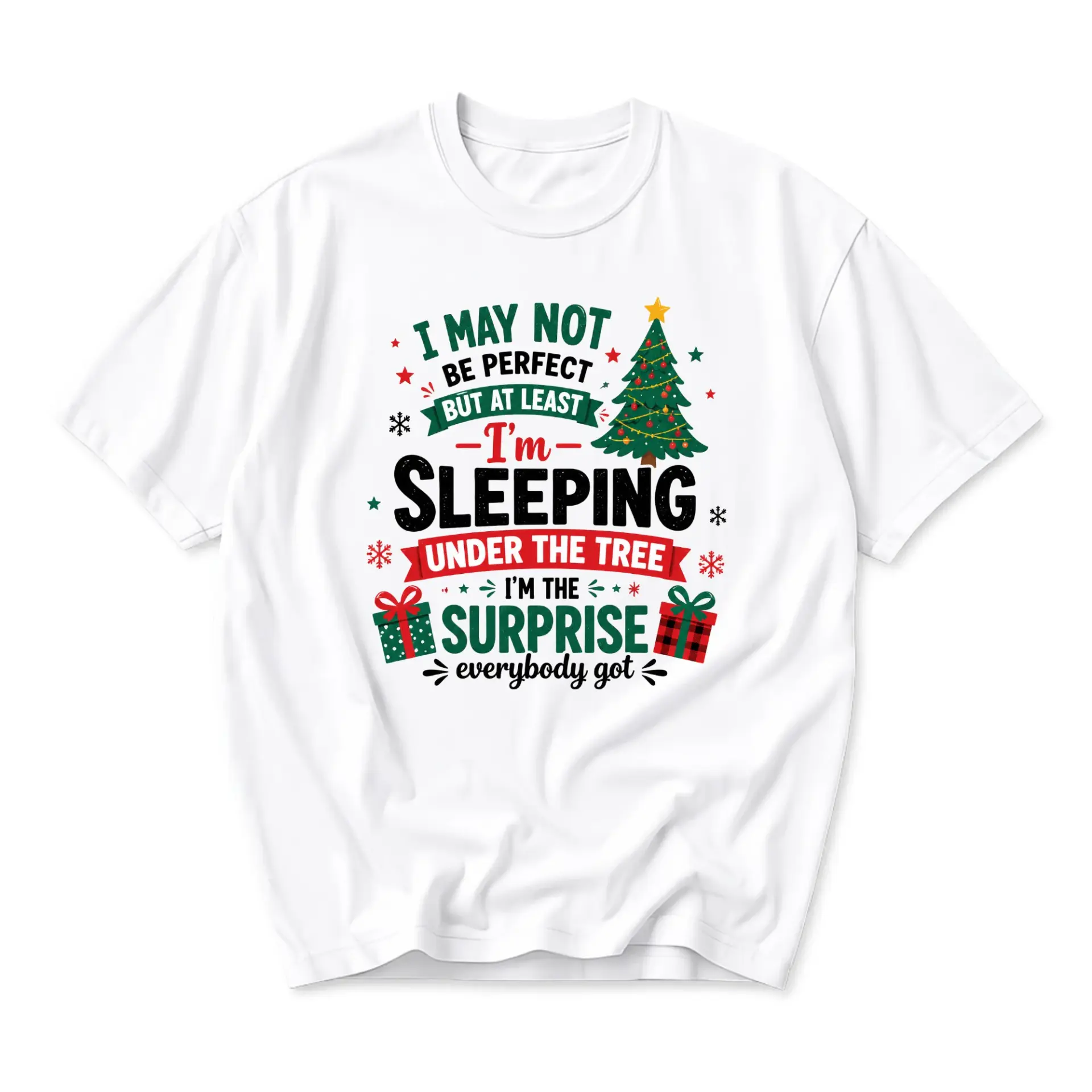 Funny Shirt I Am the Surprise Christmas Graphic Tee Unisex Holiday Crew Neck Short Sleeve Casual Cotton Blend Top