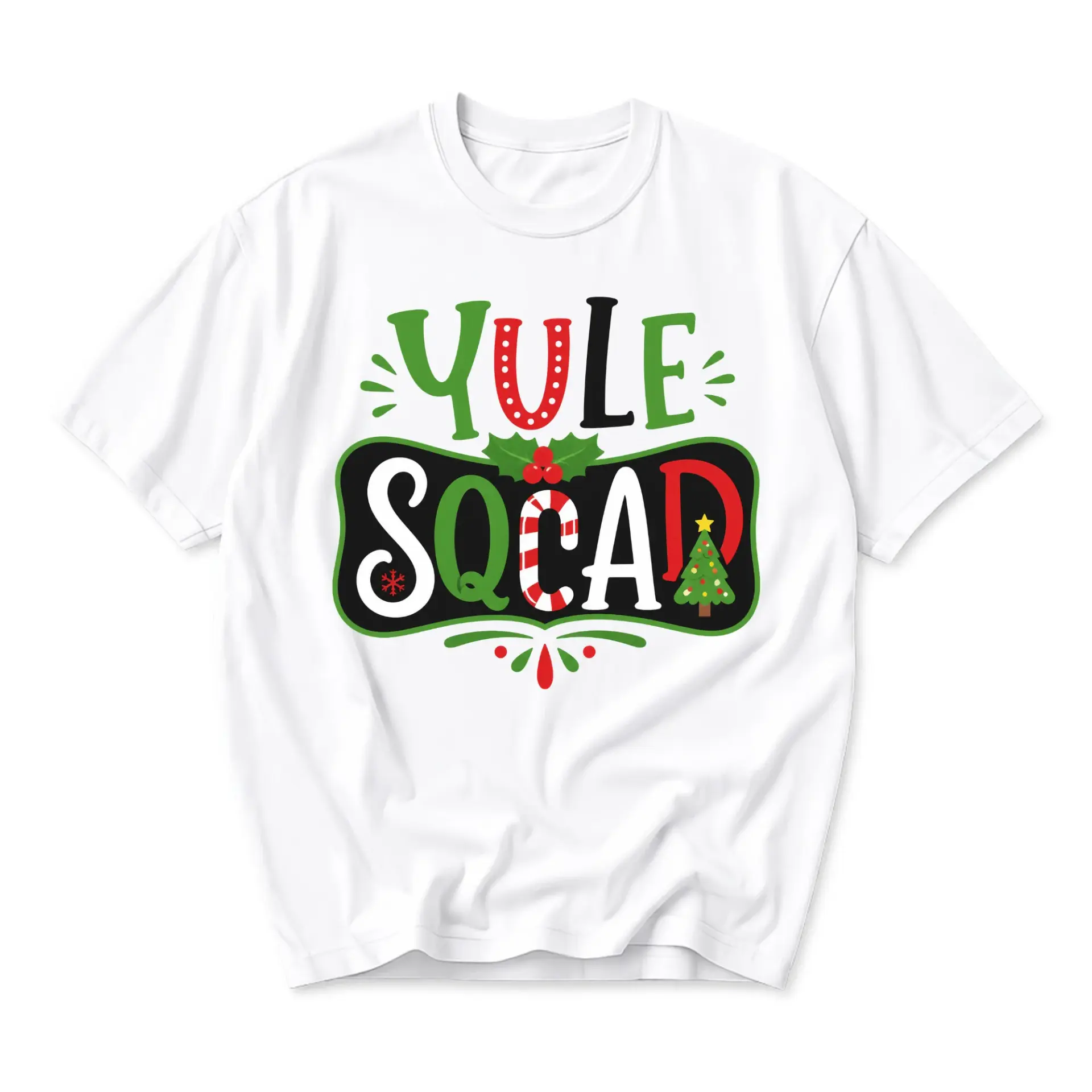 Graphic Tee Yule Squad Christmas Holiday Theme Unisex Crew Neck Short