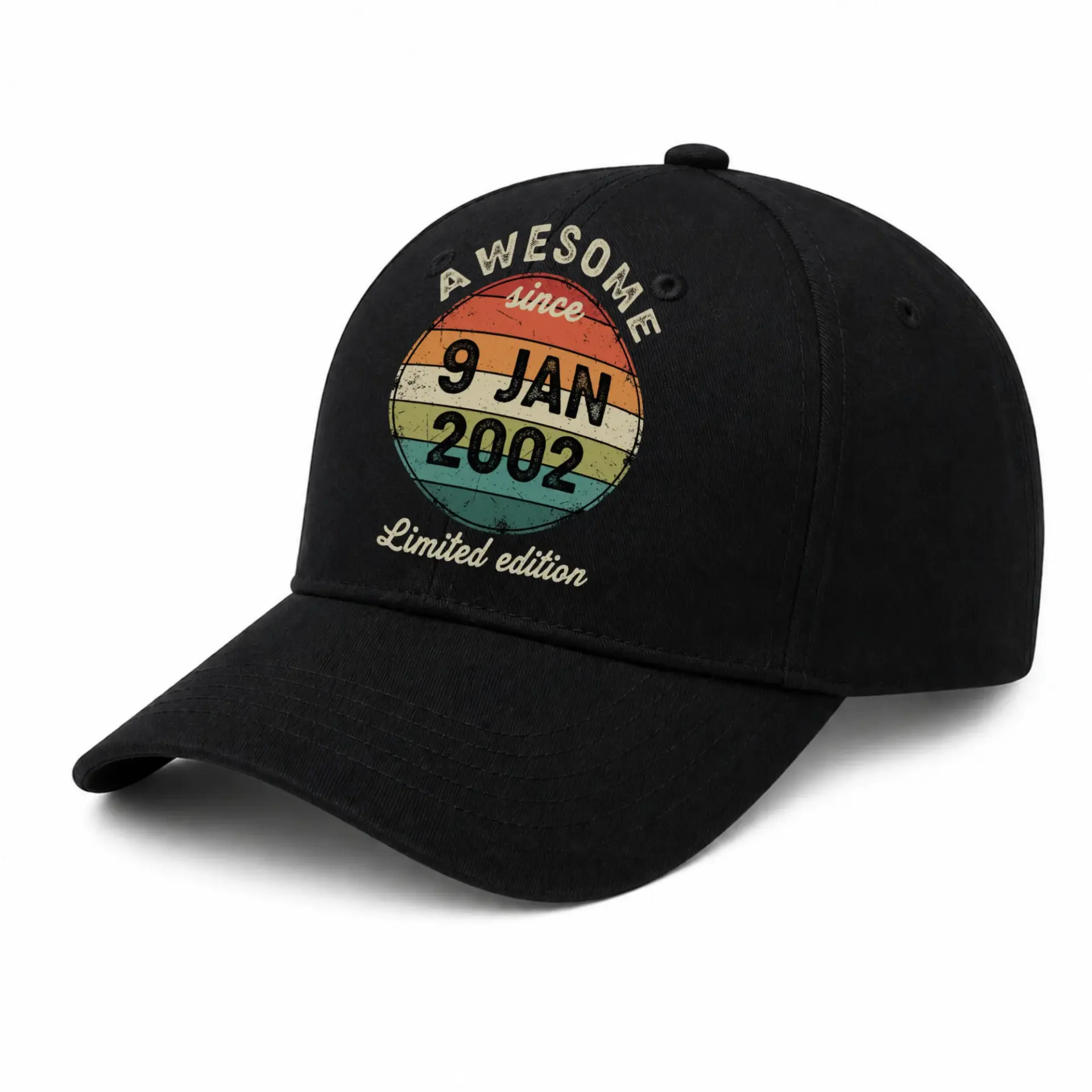 Baseball Cap Awesome Since January 2002 Retro Sunset Graphic Dad Hat