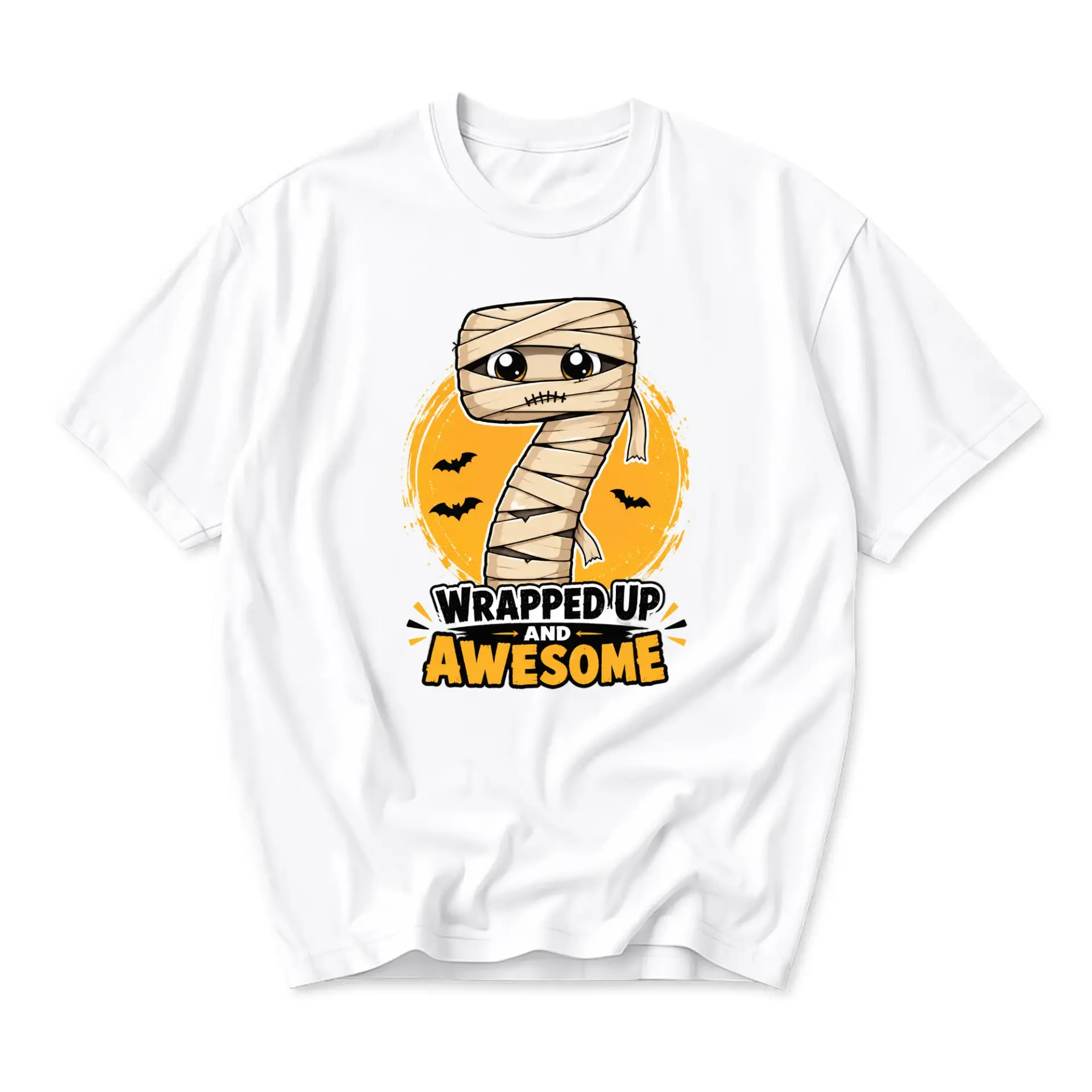 Funny Shirt Wrapped up and Awesome Mummy Seven Graphic Tee Unisex Crew Neck Short Sleeve Casual Cotton Blend Apparel