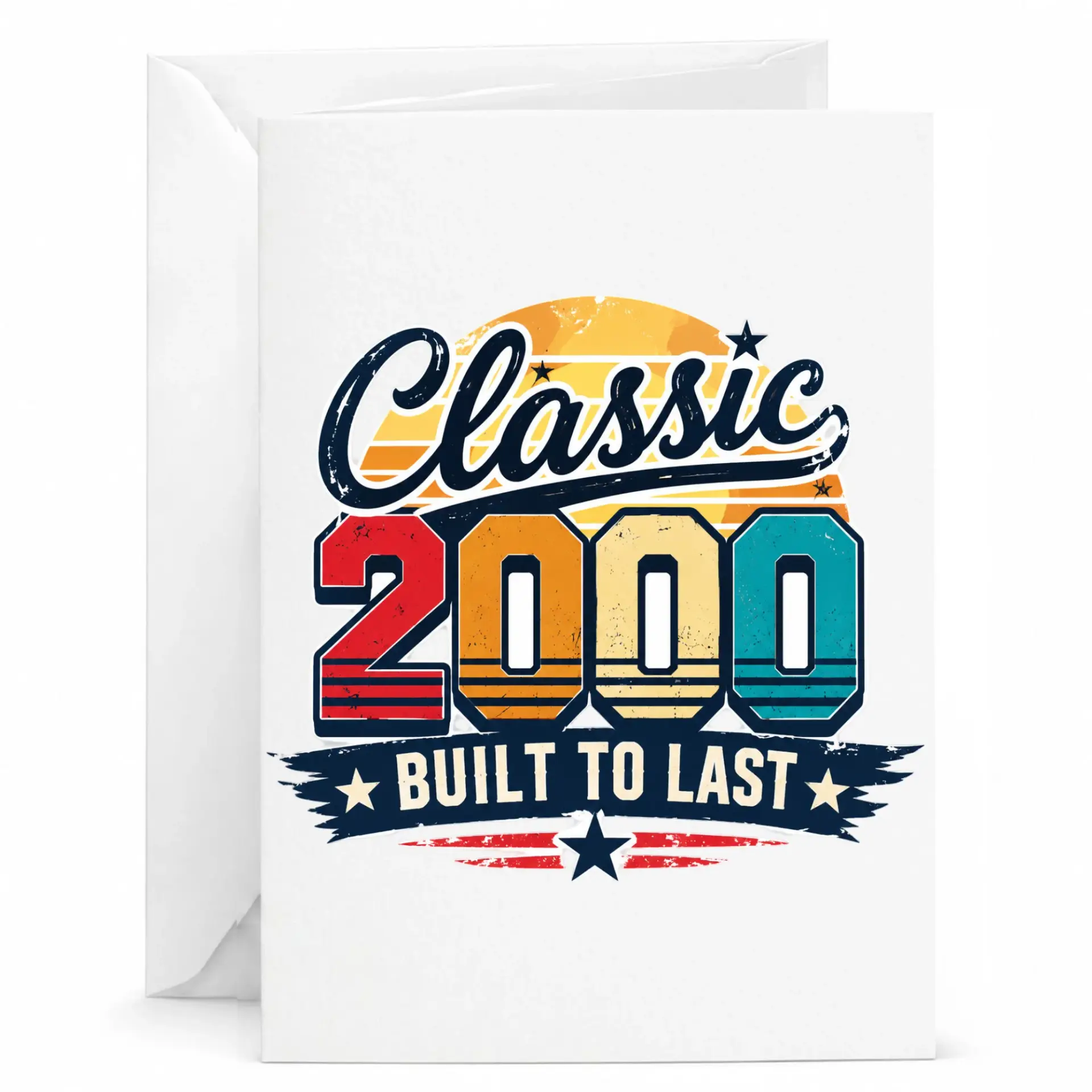 Birthday Card Classic 2000 Built to Last Retro Vintage Style Greeting Card for Milestone Celebration 5x7 Inches