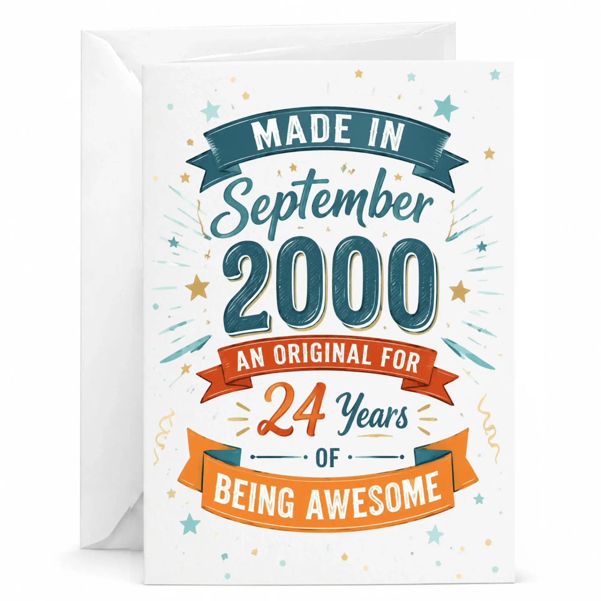 Greeting Card Made in September 2000 Original for 24 Years of Being Awesome Birthday Milestone Celebration Stationary