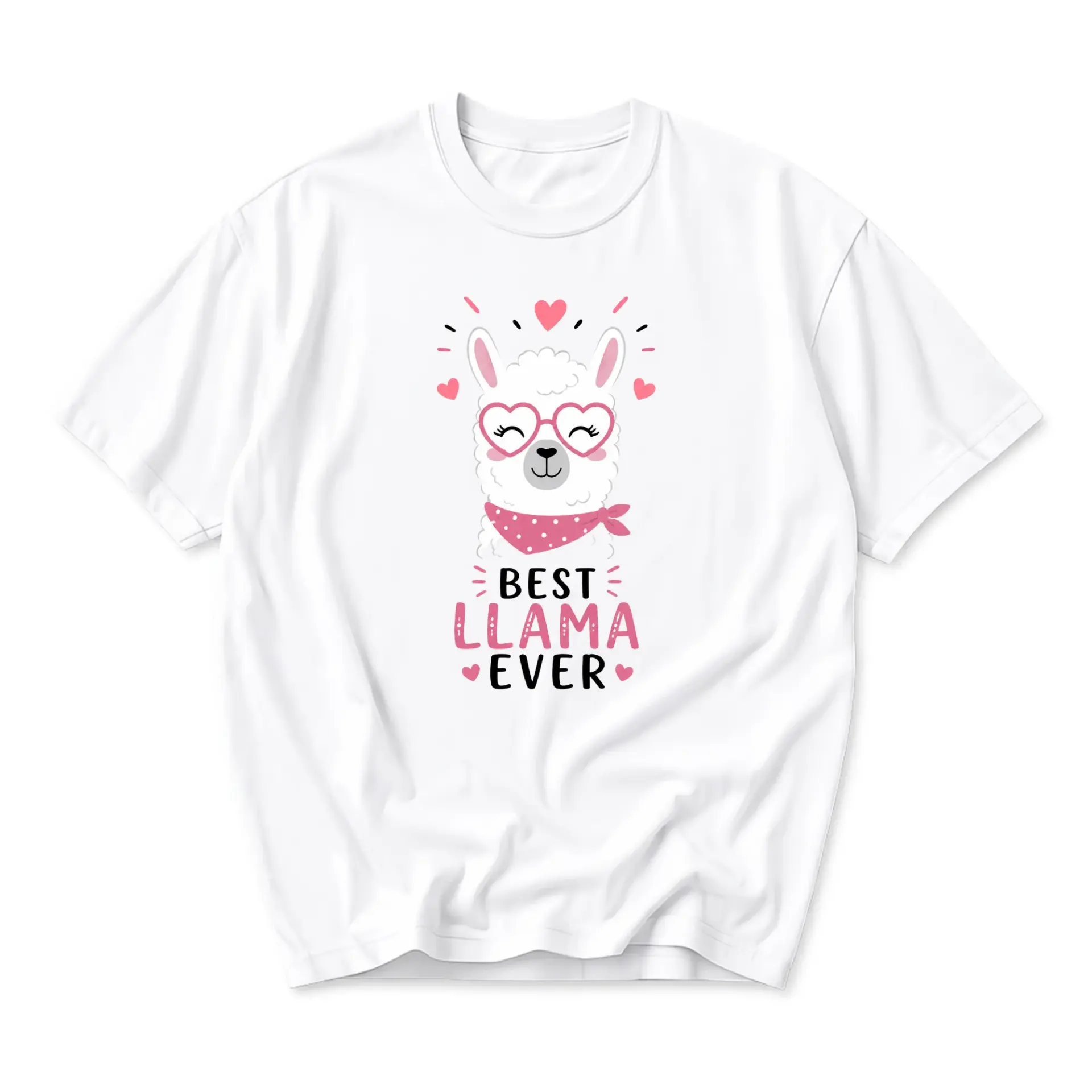Graphic Tee Best Llama Illustration Unisex Casual Crew Neck T-Shirt for