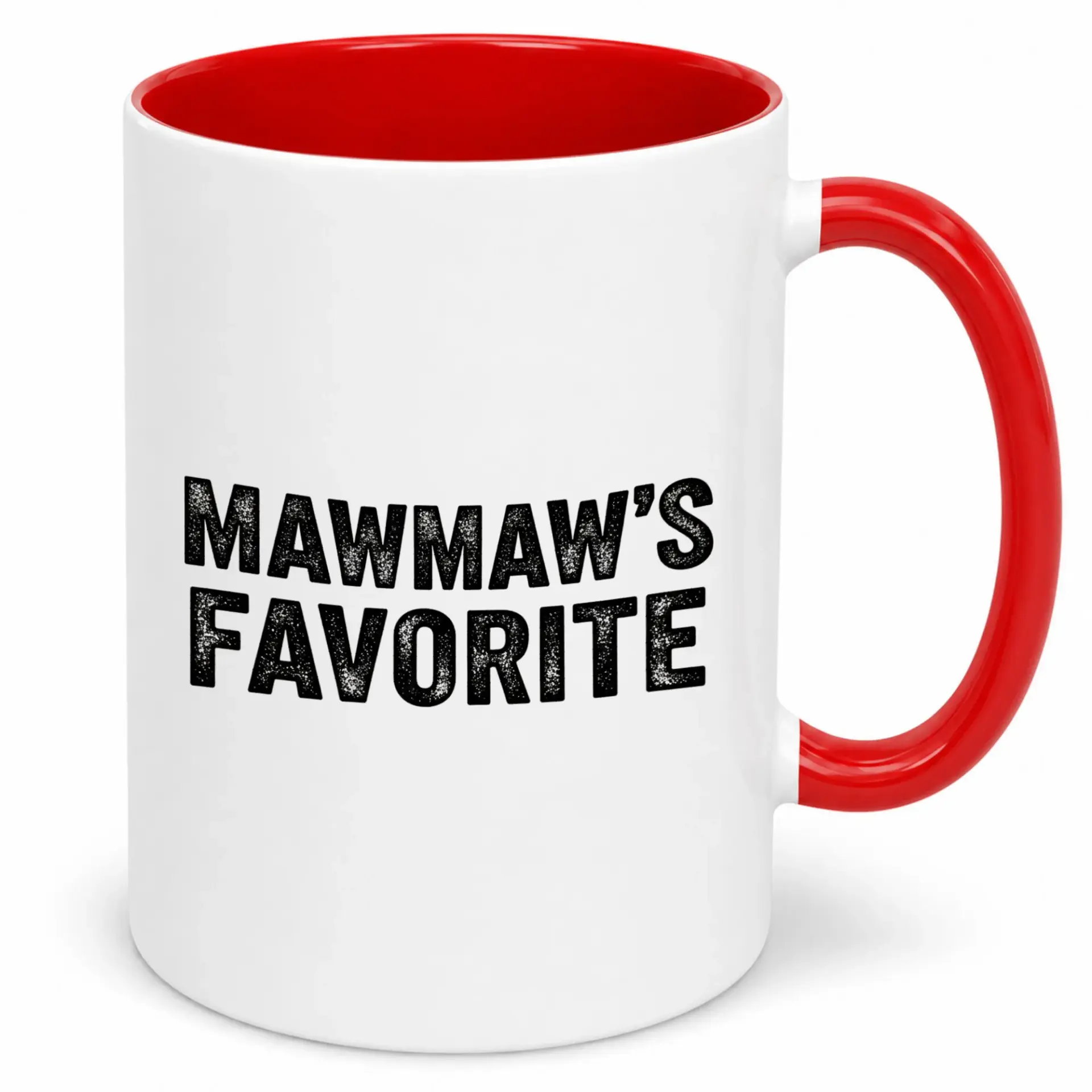 Mawmaw's Favorite Ceramic Coffee Mug White with Red Handle and Interior Grandparent Themed Drinkware for Grandma Unique Gift Idea 11oz or 15oz