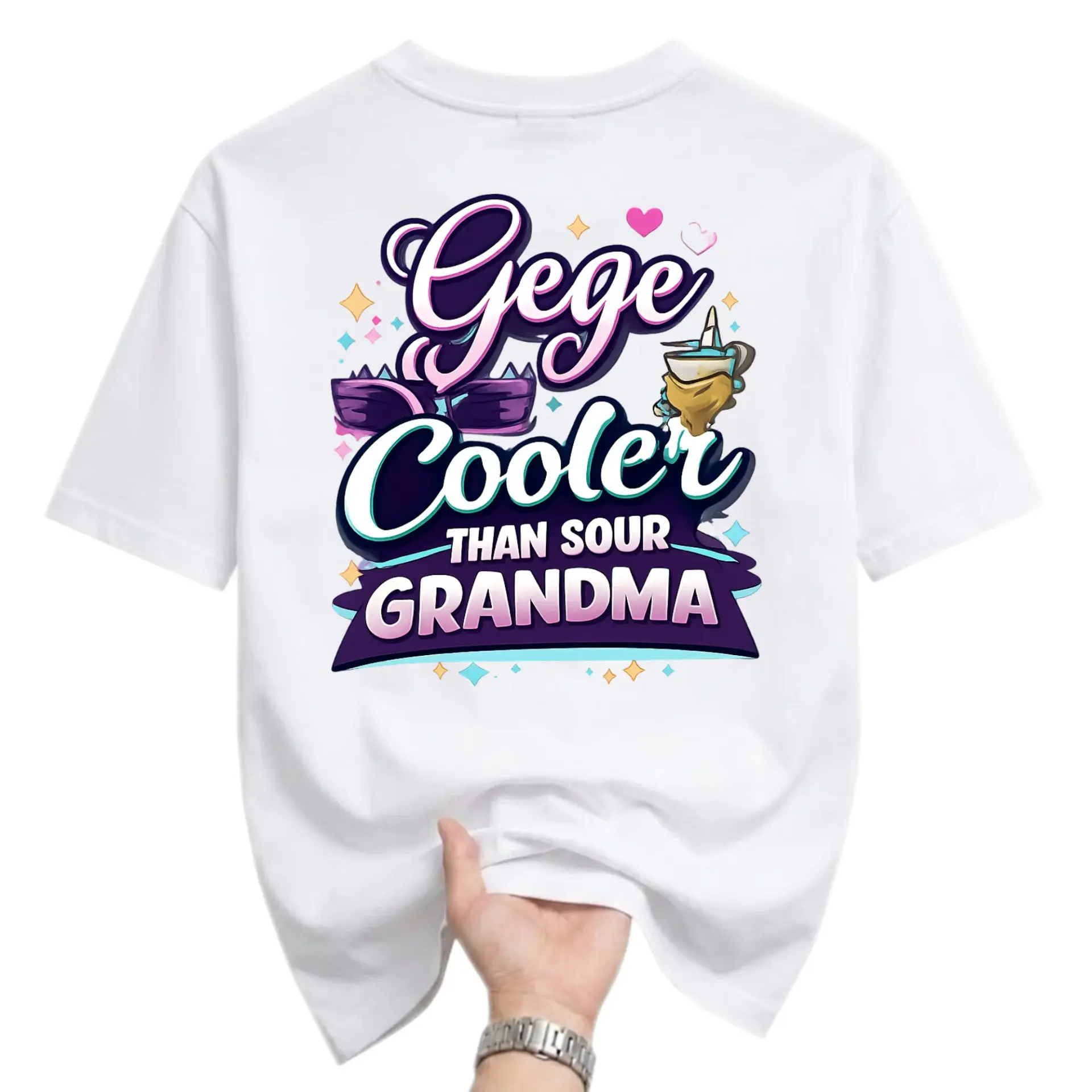Funny Shirt Gege Than Sour Grandma Graphic Tee Unisex Casual Crew Neck Soft Cotton Blend Everyday Top White