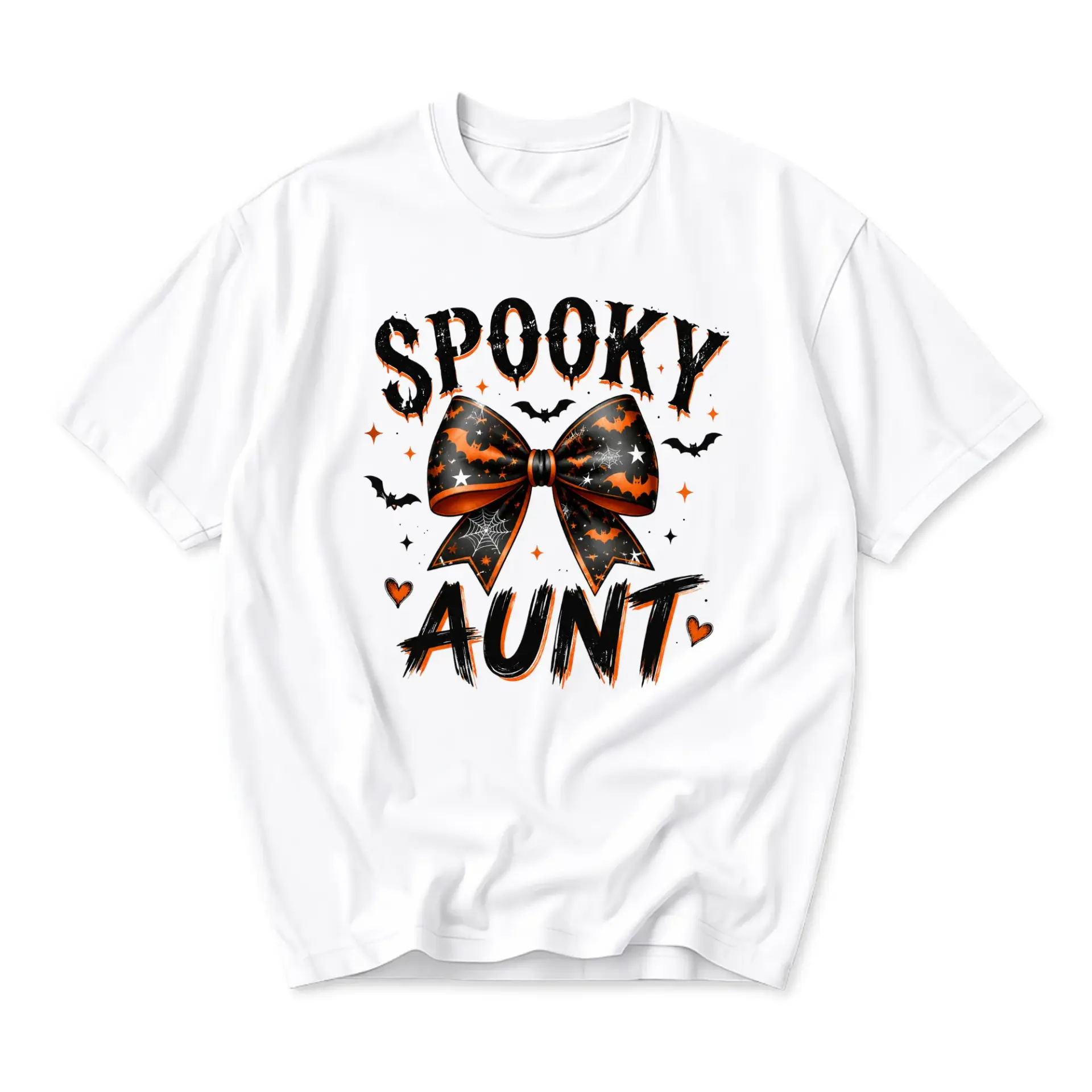 Graphic Tee Spooky Aunt Halloween Shirt for Women Fun Holiday Festive Apparel Unisex Casual Cotton Crew Neck T-Shirt