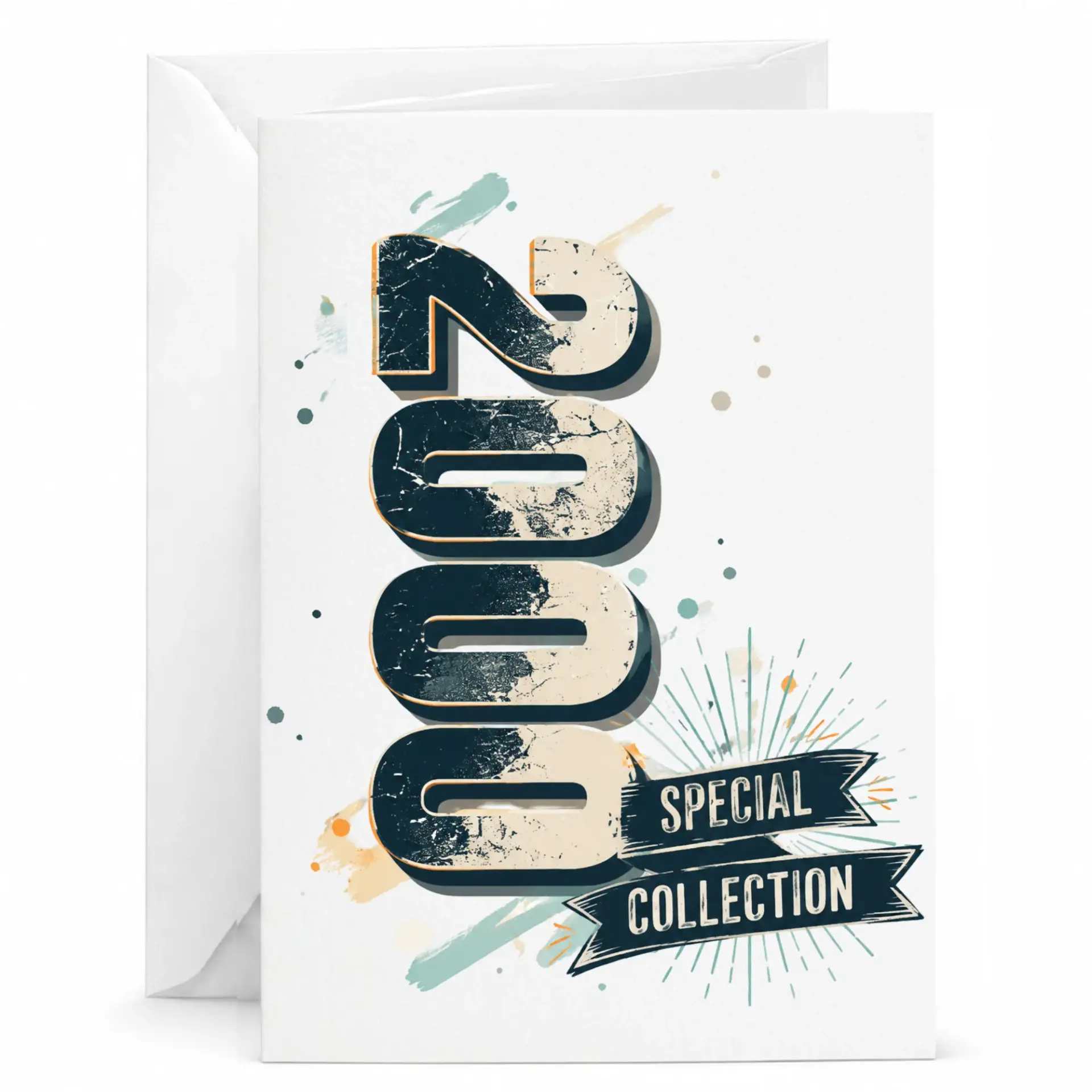 Greeting Card 2000 Special Collection Vintage Style Design for Milestone Anniversaries or Birthday Celebrations