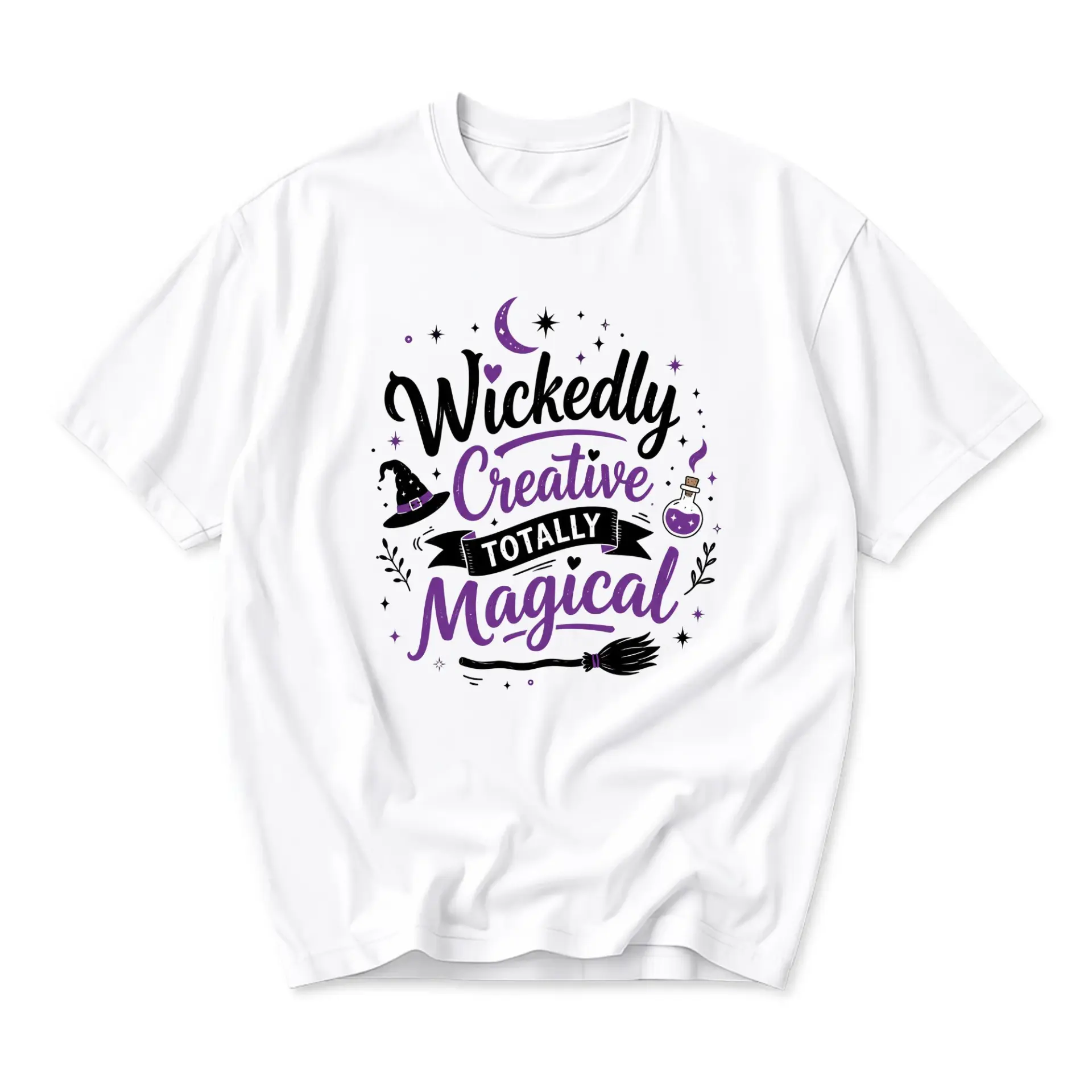Graphic Tee Wickedly Creative Totally Magical Witch Art Unisex Crew Neck Soft Casual Everyday Cotton Shirt