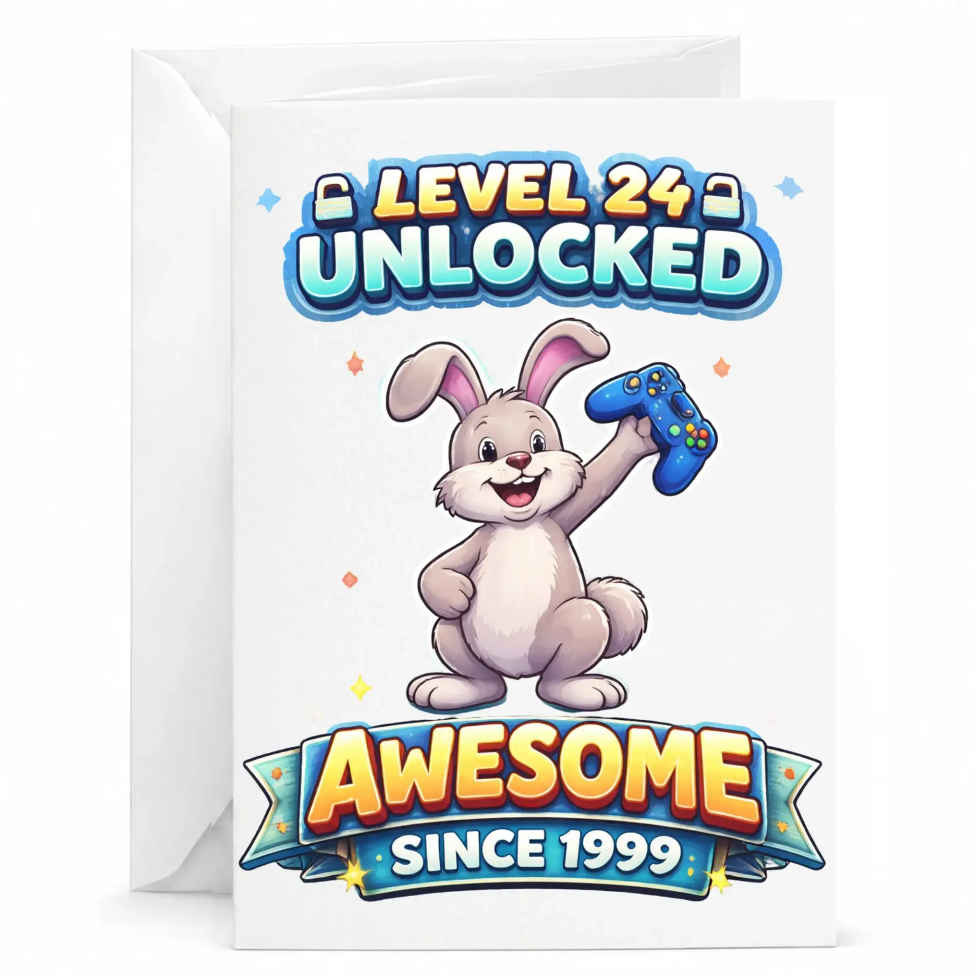 Birthday Card Level 24 Unlocked Awesome Since 1999 Greeting Card Funny Gaming Themed Milestone Birthday Gift for Friend
