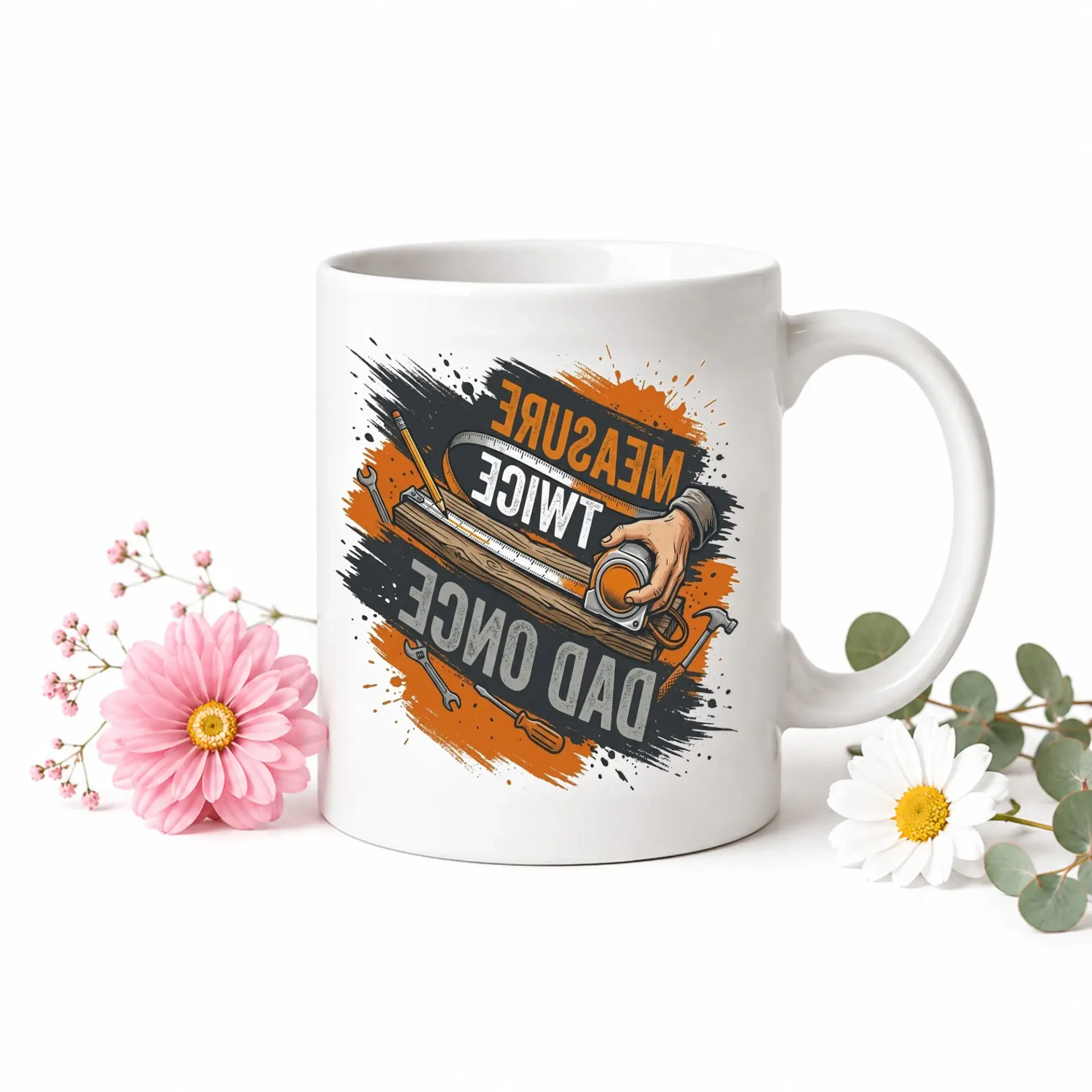 Funny Handyman Coffee Mug with Construction Tool Design Decorative Ceramic Cup for Diy Enthusiasts and Home Projects