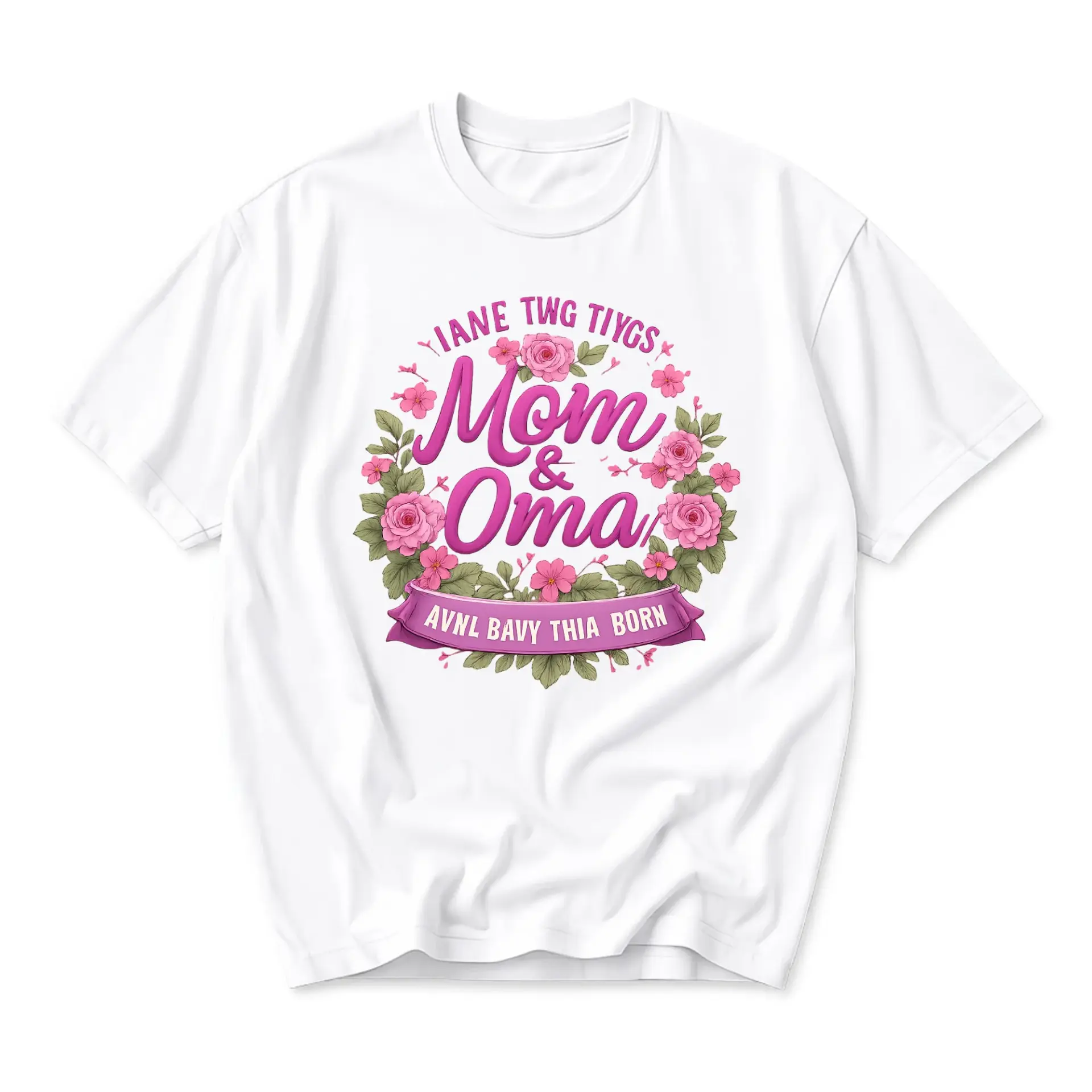T-shirt Mom and Oma Floral Graphic Tee Casual Crew Neck Unisex Cotton Blend Everyday Apparel for Women Grandmothers