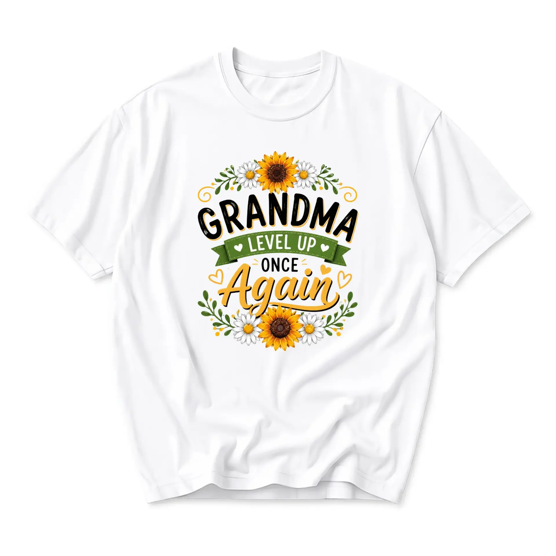 Graphic Tee Grandma up Sunflower Floral Design Unisex Crew Neck Short