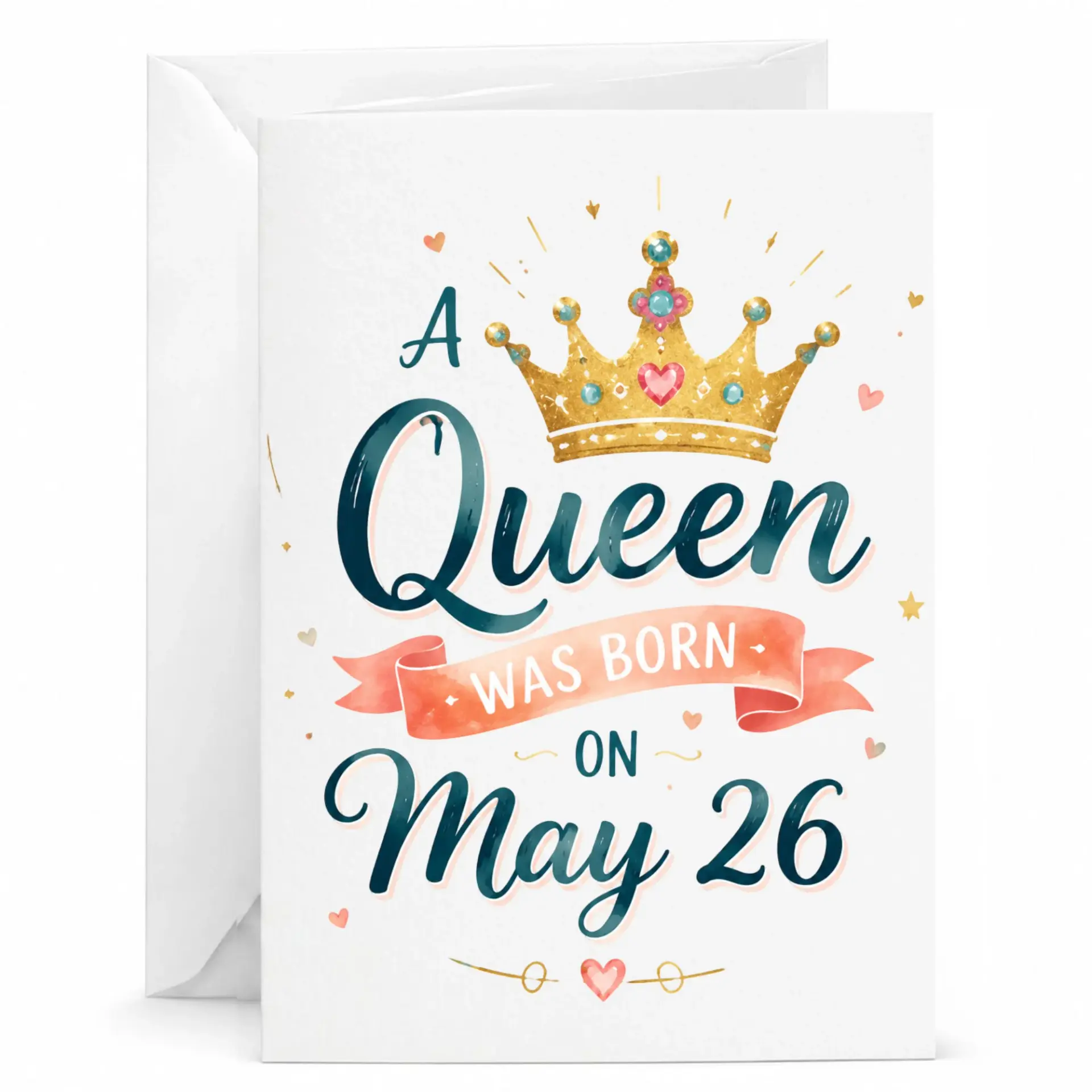 Greeting Card a Queen Was Born on May 26 Birthday Present Unique Personalized Date Celebration Stationery Stationery