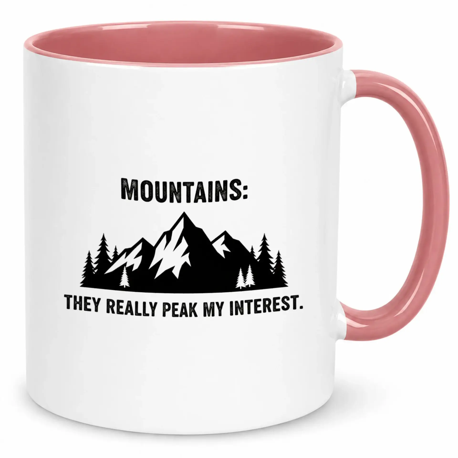 Funny Mountains Pun Coffee Mug for Hiking Enthusiasts Unique Ceramic Drinkware with Nature Design and Humorous Text 11oz or 15oz