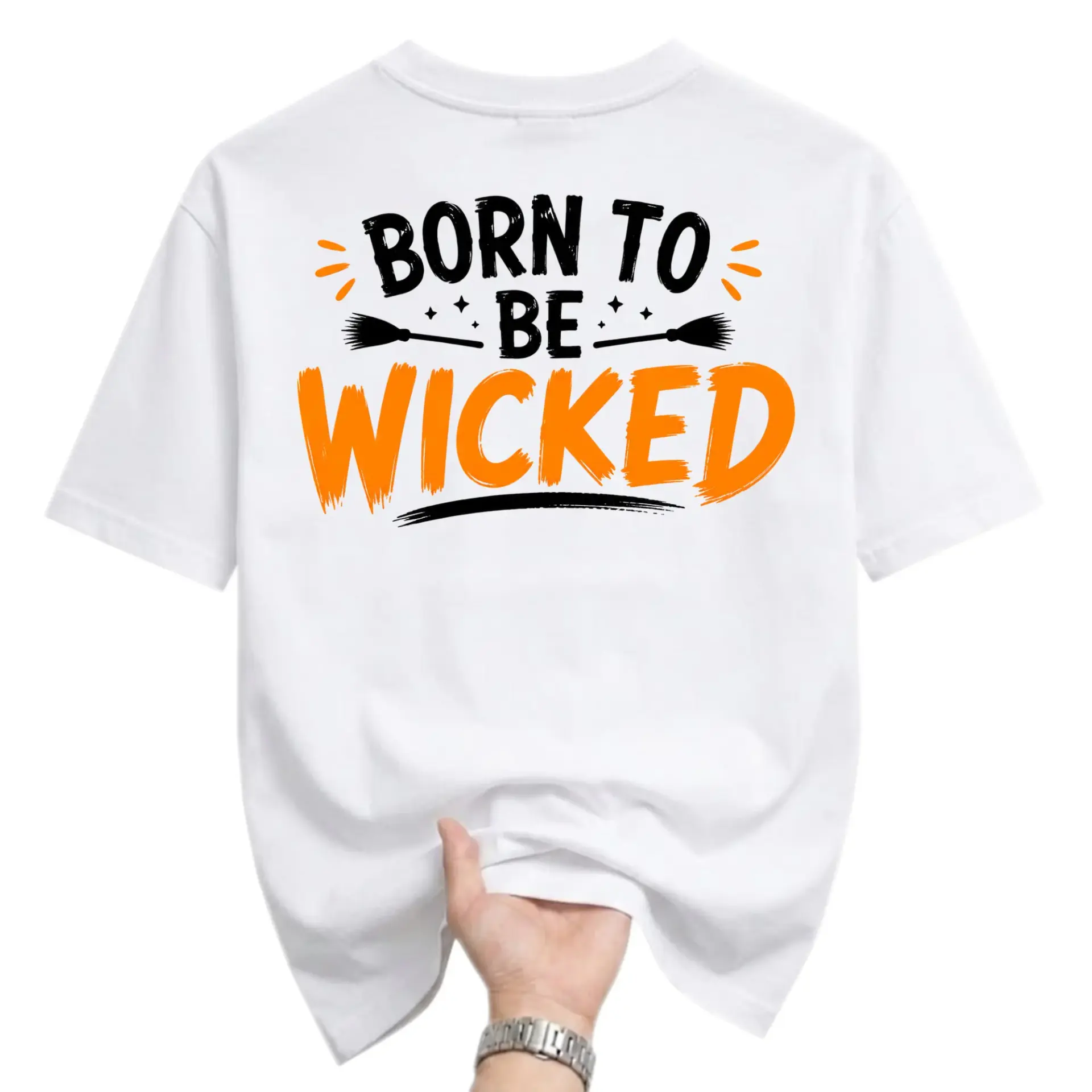Graphic Tee Born to Be Wicked Unisex Crew Neck T-Shirt Funny Seasonal Fall Graphic Shirt Apparel for Casual Wear