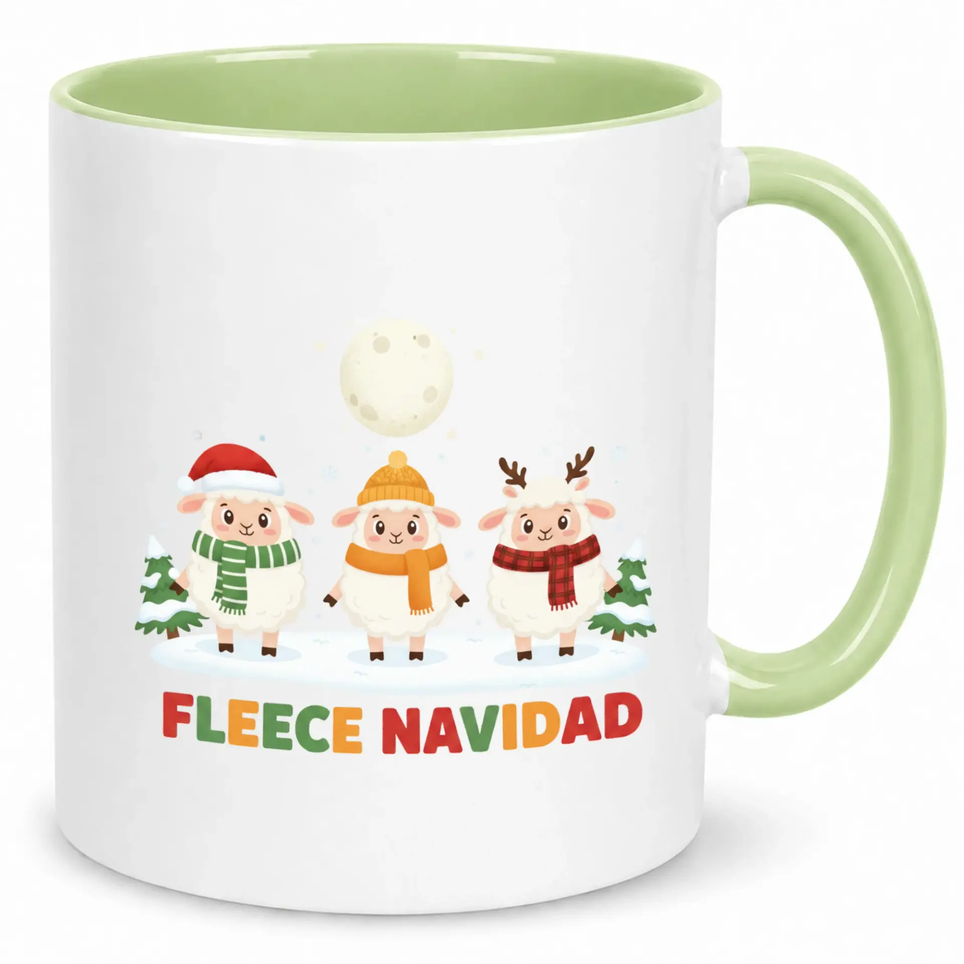 Funny Christmas Coffee Mug with Sheep Design Holiday Pun 'fleece Navidad' Ceramic Beverage Cup Festive Gift for Winter Season
