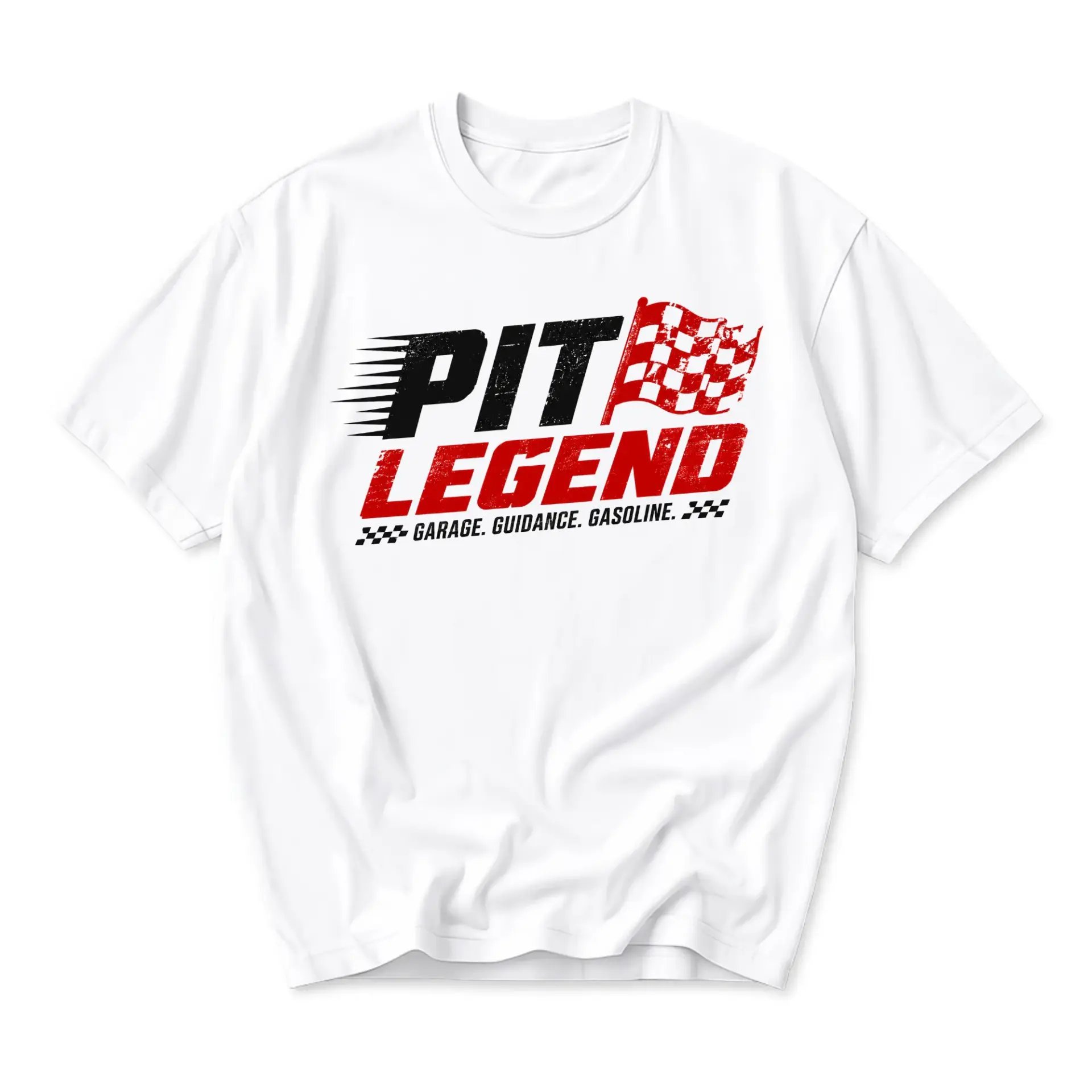 Graphic Tee Pit Legend Garage Guidance Gasoline Unisex Crew Neck Shirt White Short Sleeve Casual Apparel