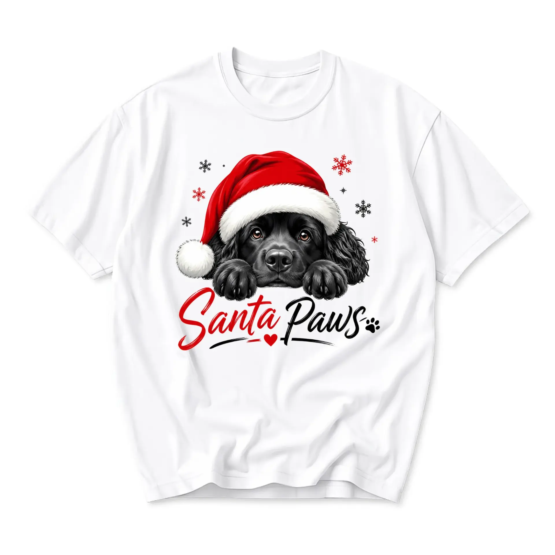 Graphic Tee Santa Paws Dog Christmas T-Shirt Unisex Casual Crew Neck