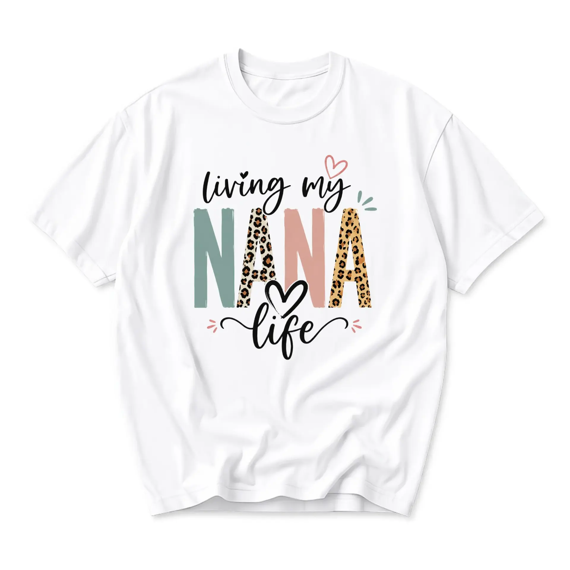 Graphic Tee Living My Nana Life Print Unisex Casual Crew Neck T-Shirt Soft Breathable Cotton Everyday Apparel Shirt