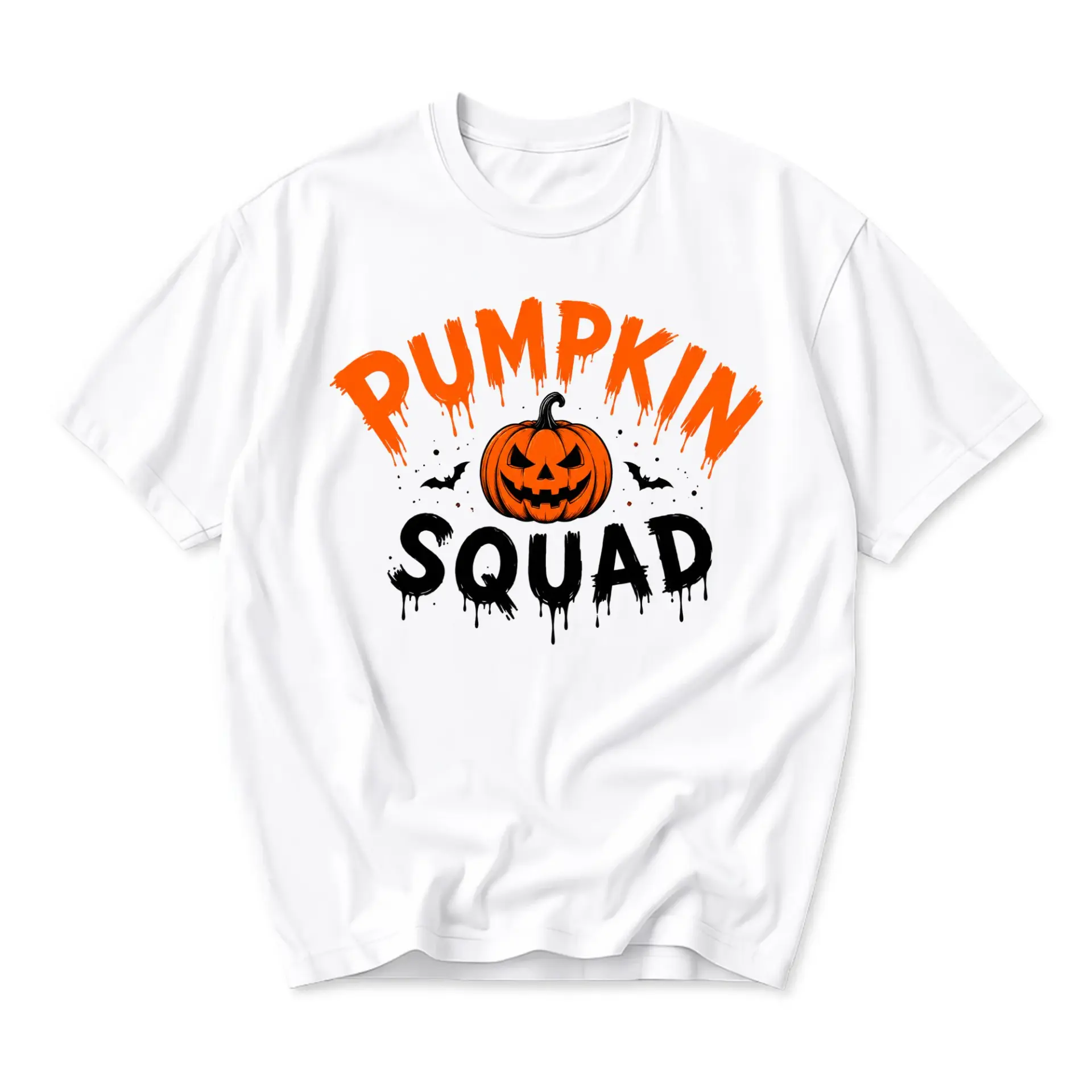 Graphic Tee Pumpkin Squad Halloween Theme Unisex Crew Neck Short Sleeve Shirt for Casual Fall Everyday Wear